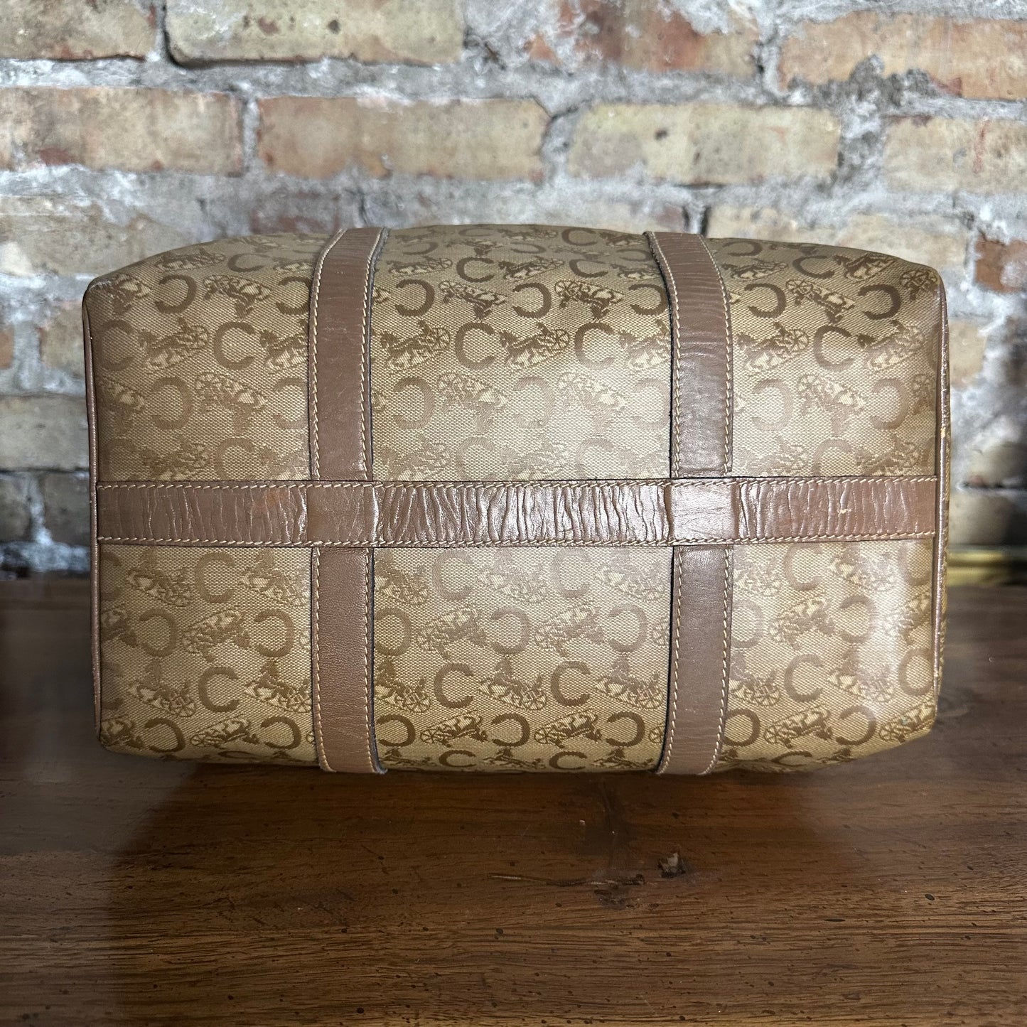 Vintage Celine Horse Carriage Monogram Coated Canvas Mini Boston Bag