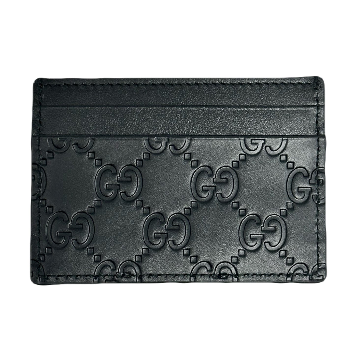 Gucci Signature Black Leather Monogram Card Holder