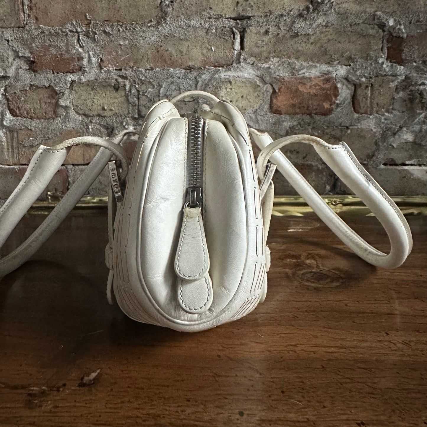 Vintage 2000's Loewe White Leather Senda Satchel