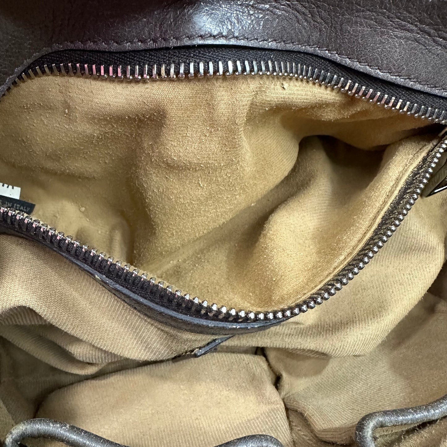 Vintage Prada Pattina Sottospalla Grey Leather Chain Shoulder Bag