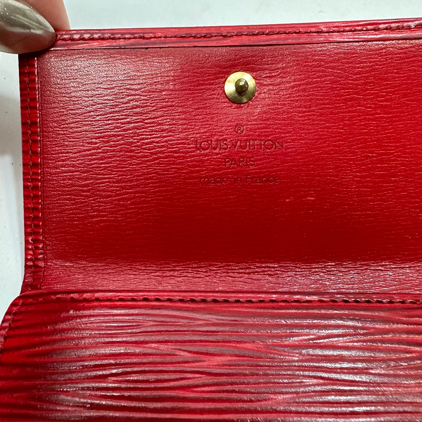Vintage Louis Vuitton Red Epi Leather Porte Monnaie Billets Cartes Credit Wallet