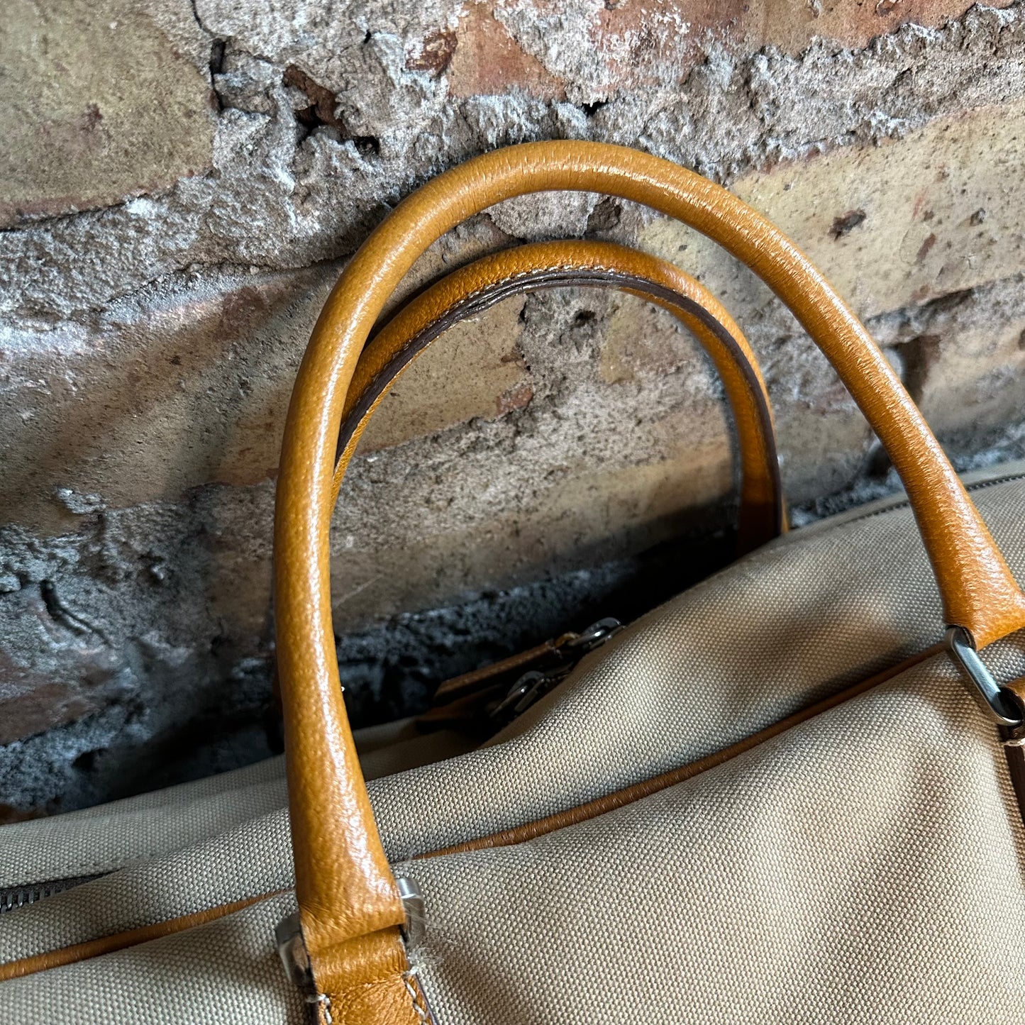 Vintage Prada Beige Canvas Tote Bag