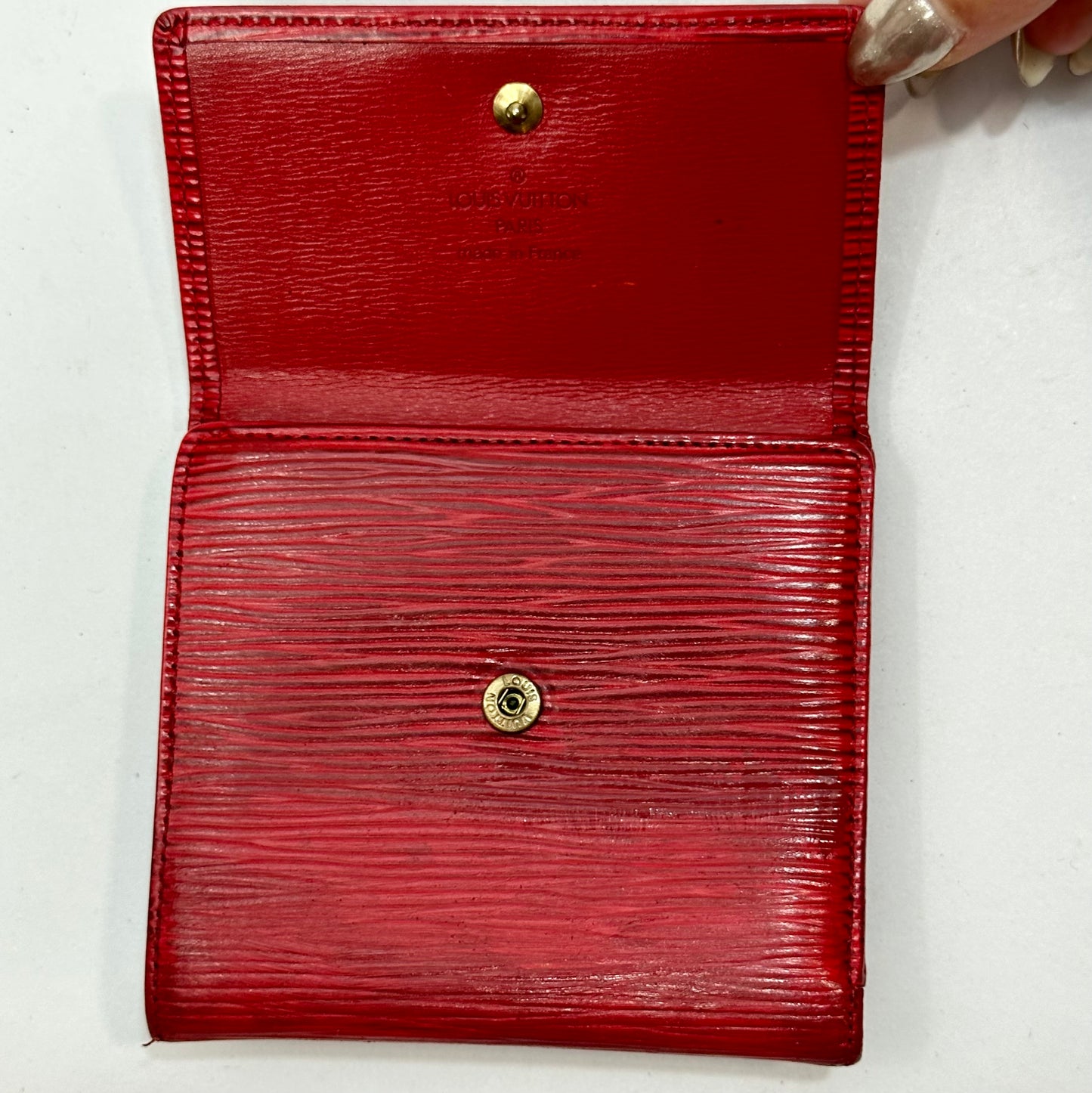 Vintage Louis Vuitton Red Epi Leather Porte Monnaie Billets Cartes Credit Wallet