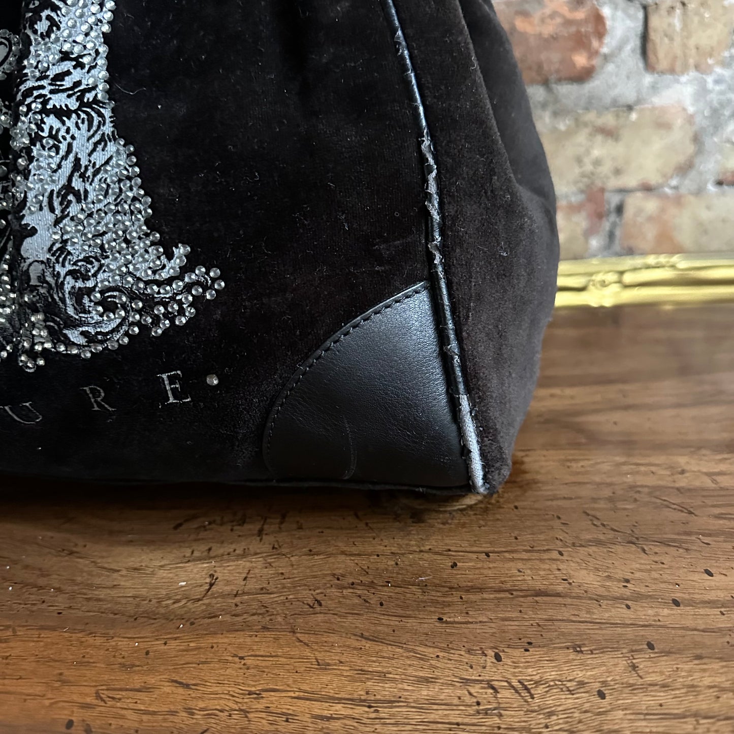 Vintage Y2K Juicy Couture Black Velour Daydreamer Bag