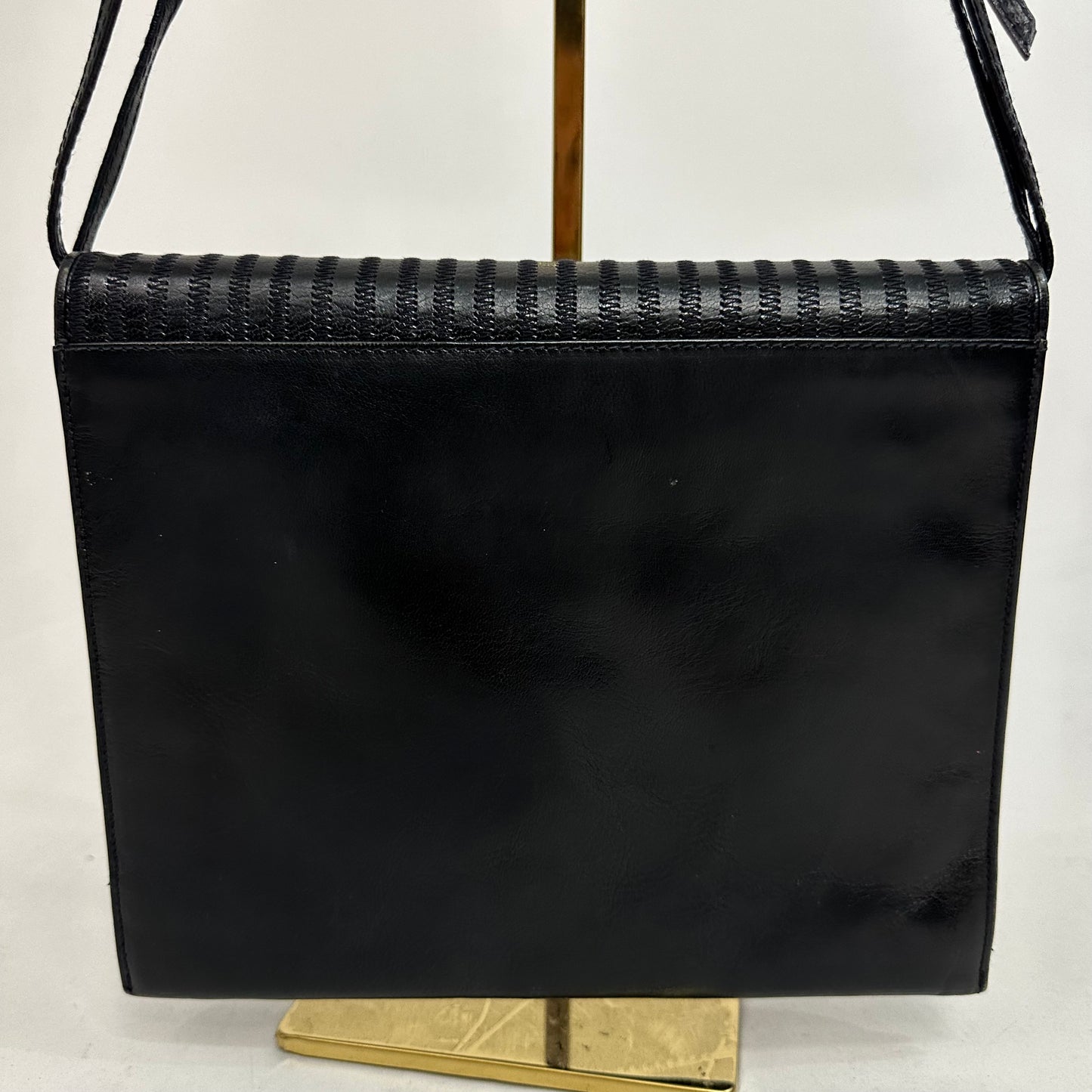 Vintage Fendi 80’s Black Leather Double Flap Shoulder Bag