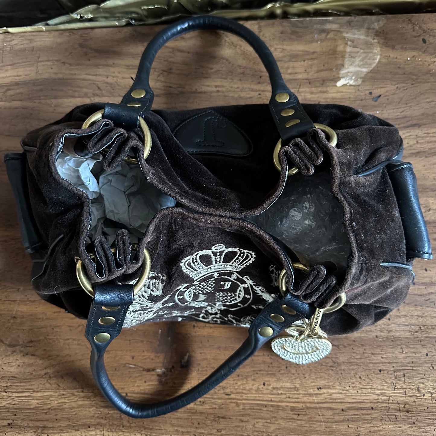 Vintage Y2K Juicy Couture Brown Velour Shoulder Bag