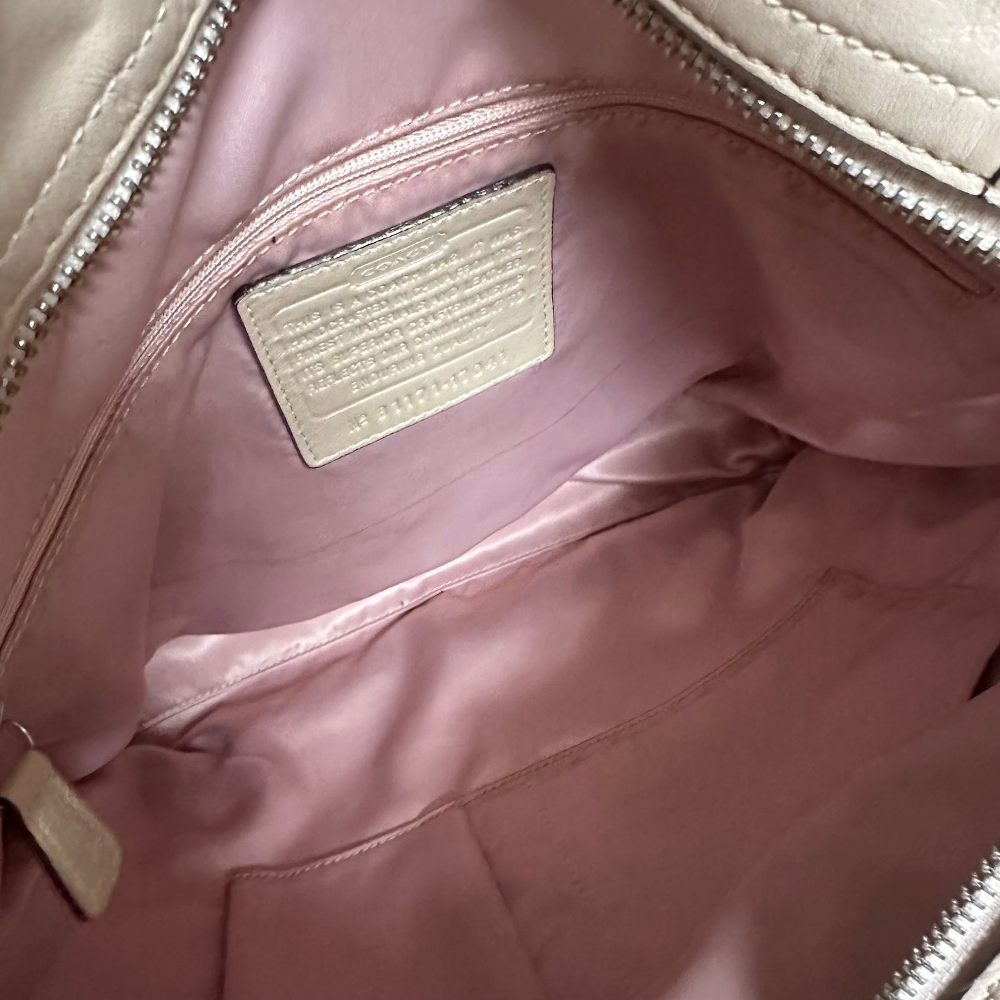 Coach 17041 Audrey Leigh Laser Cut Perforated Beige Leather Tote Bag