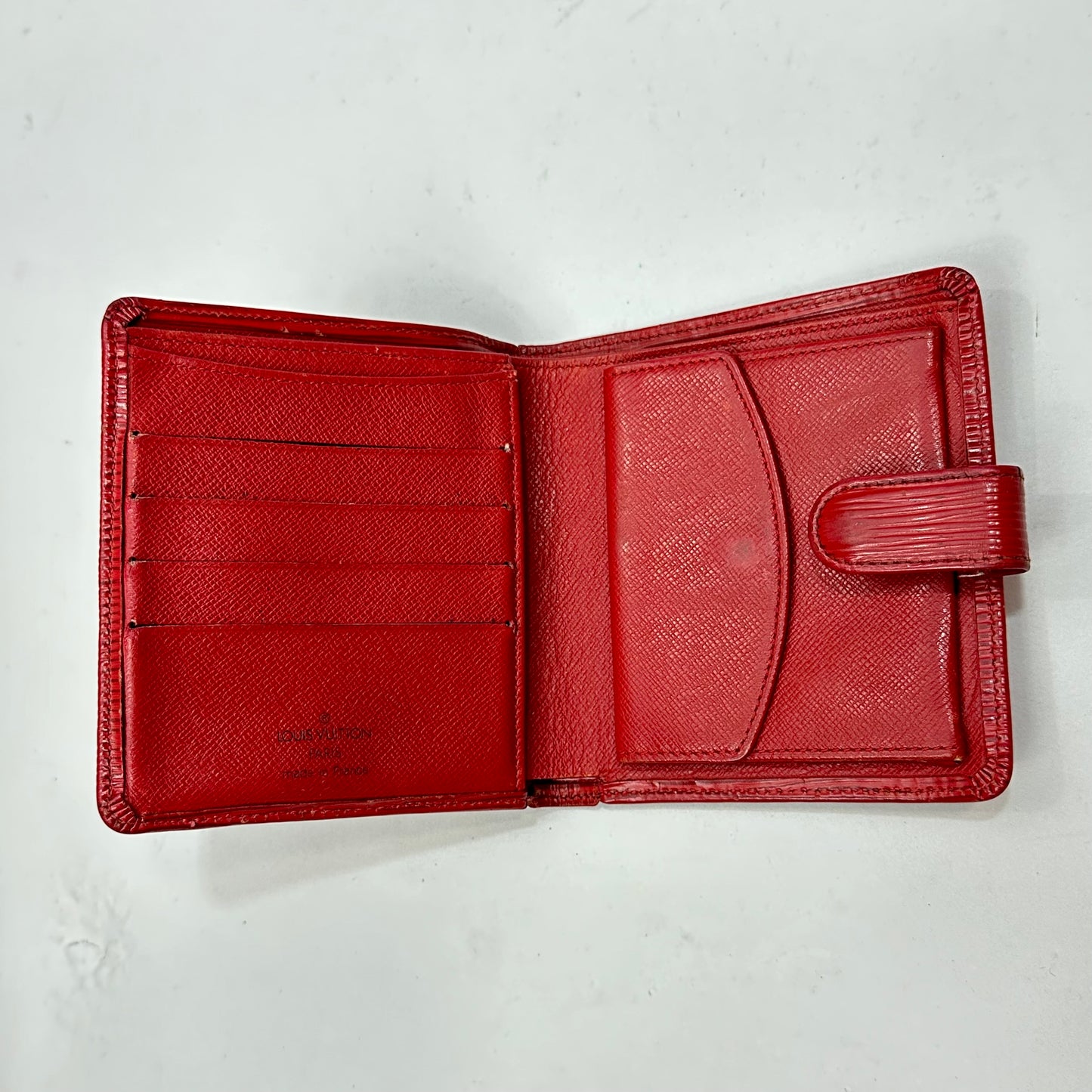 Vintage Louis Vuitton Red Epi Leather Porte Billets Compact Wallet