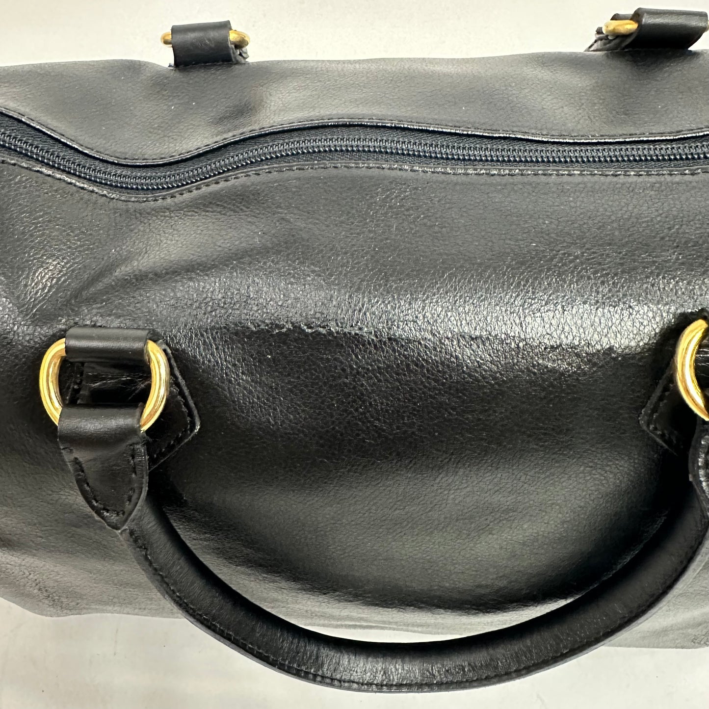 Vintage Valentino Garavani Black Leather Boston Bag