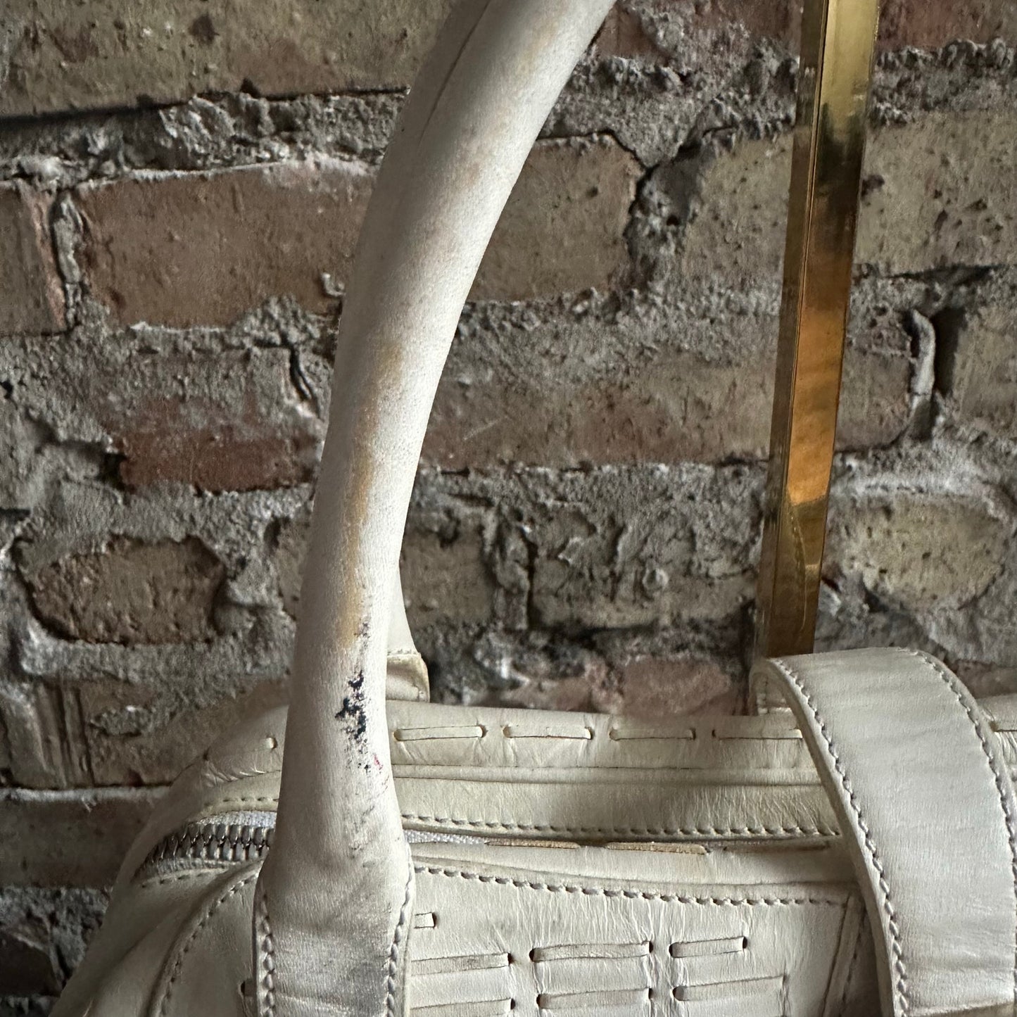 Vintage 2000's Loewe White Leather Senda Satchel