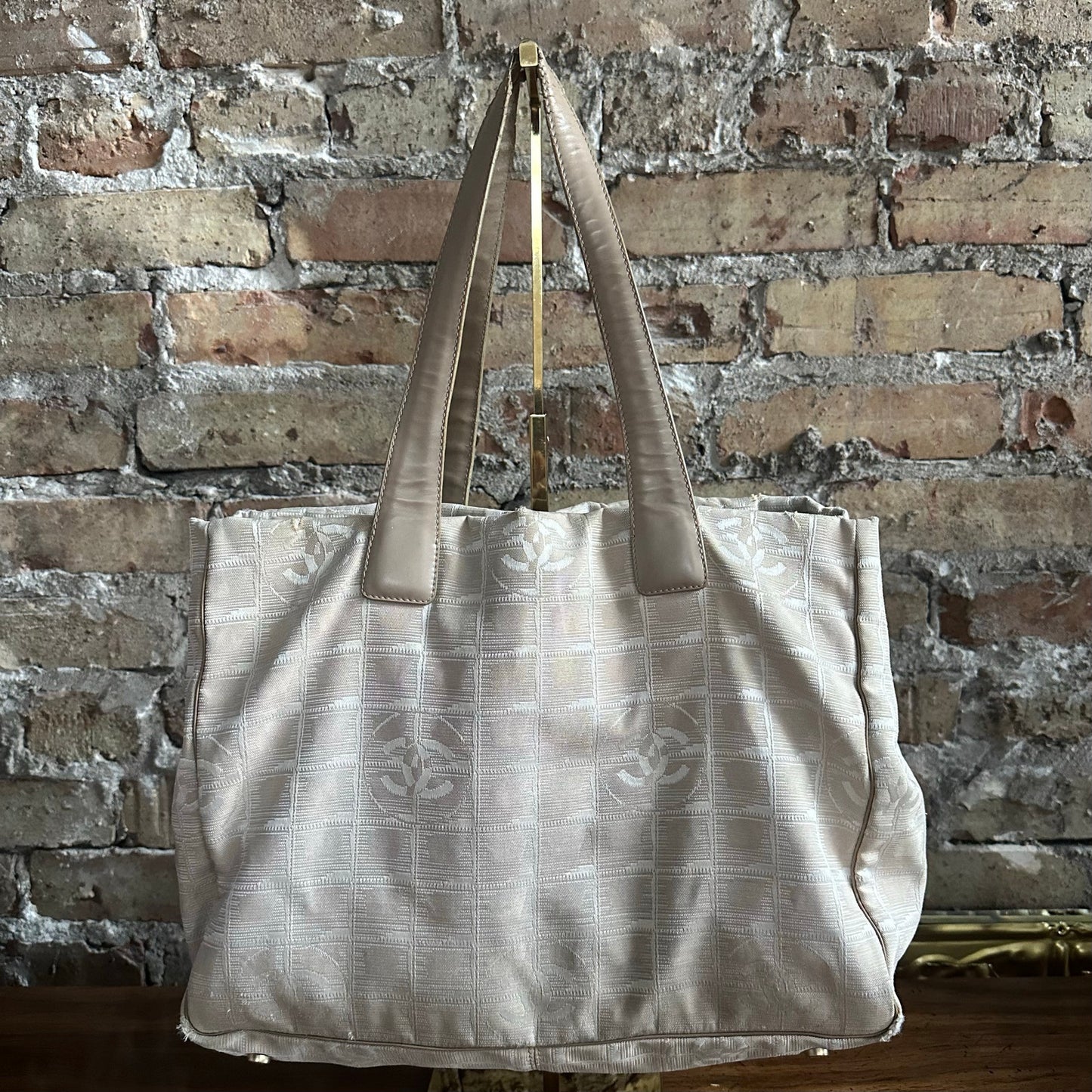 Vintage Chanel Travel Line Beige Canvas Tote Bag