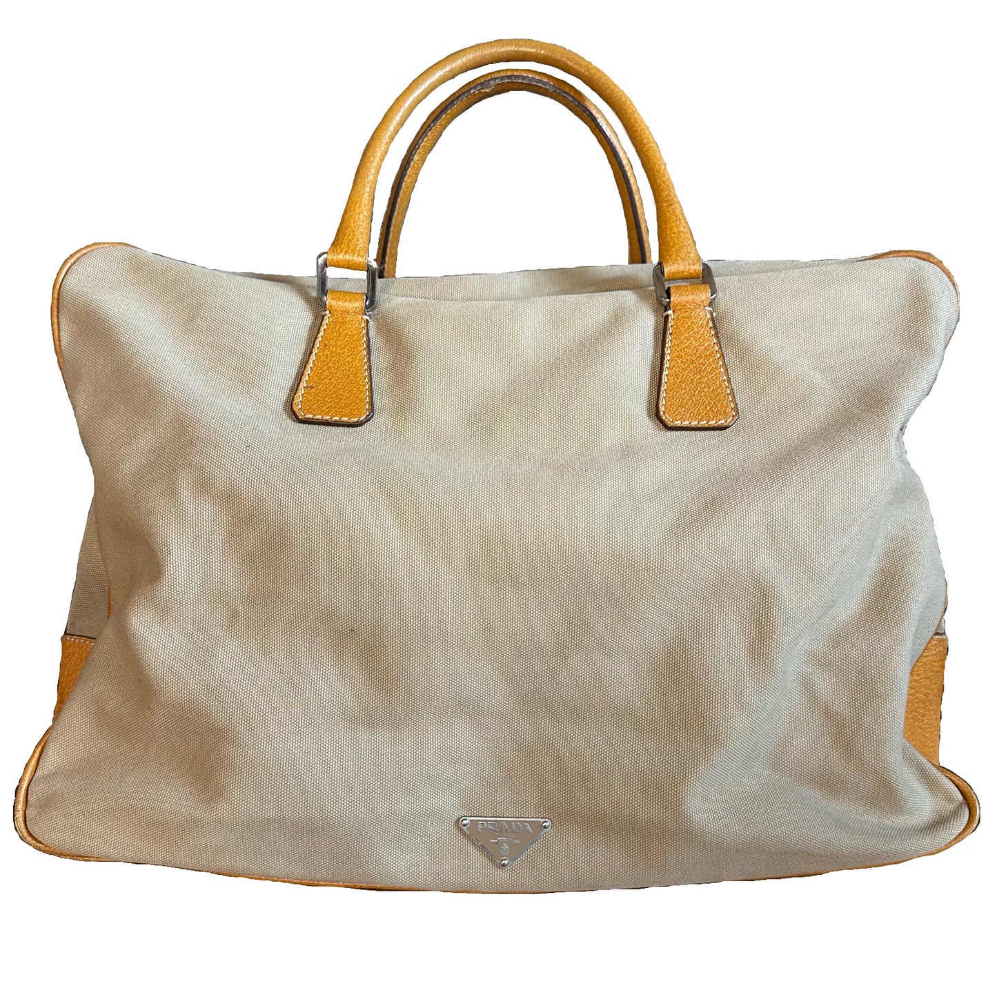 Vintage Prada Beige Canvas Tote Bag