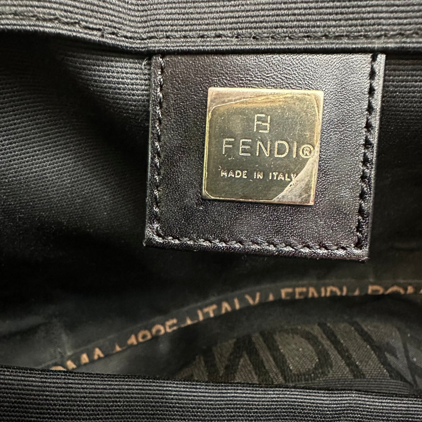 Vintage Fendi Roma Star Black Canvas Tote