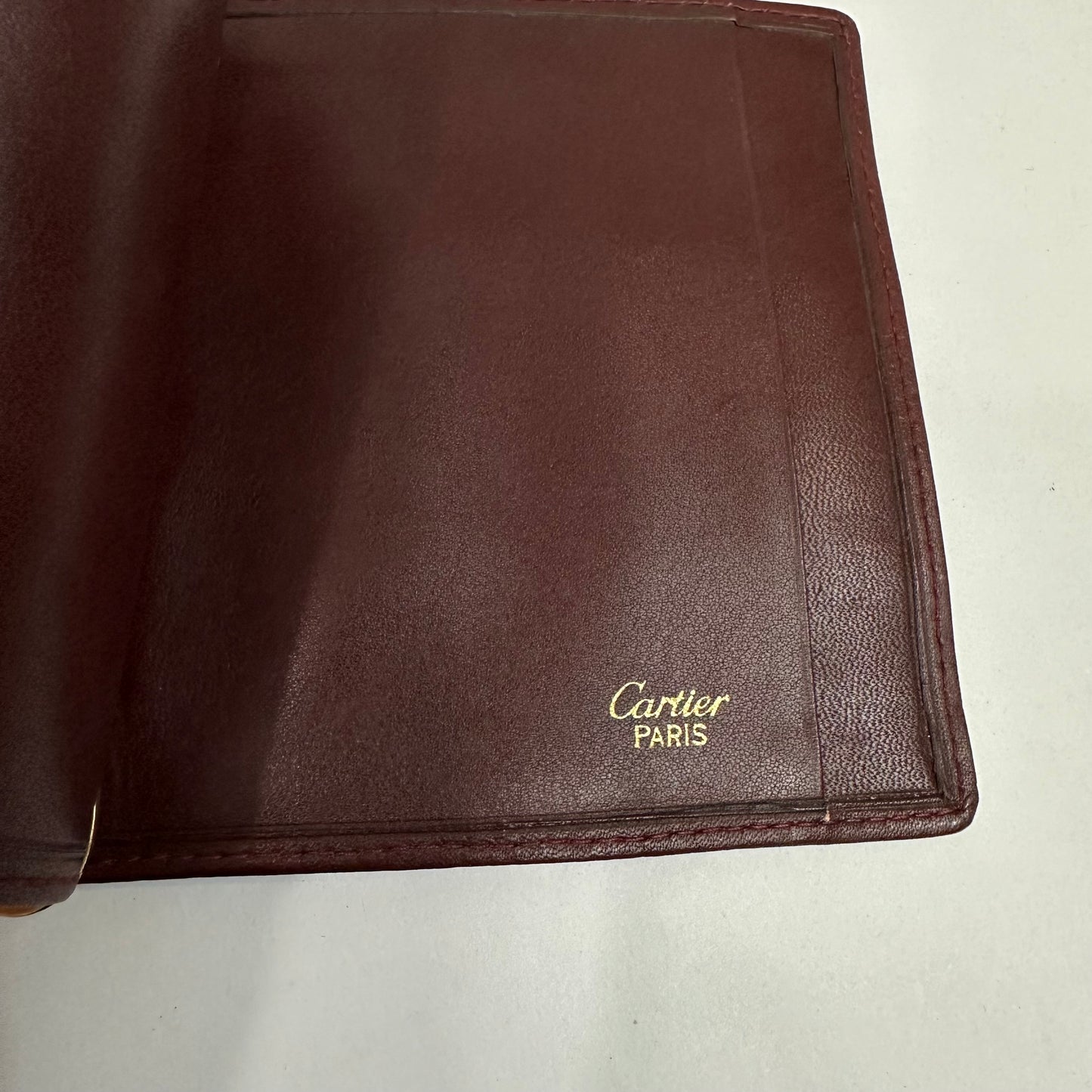 Vintage Cartier Bordeaux Leather Billfold Wallet with Money Clip