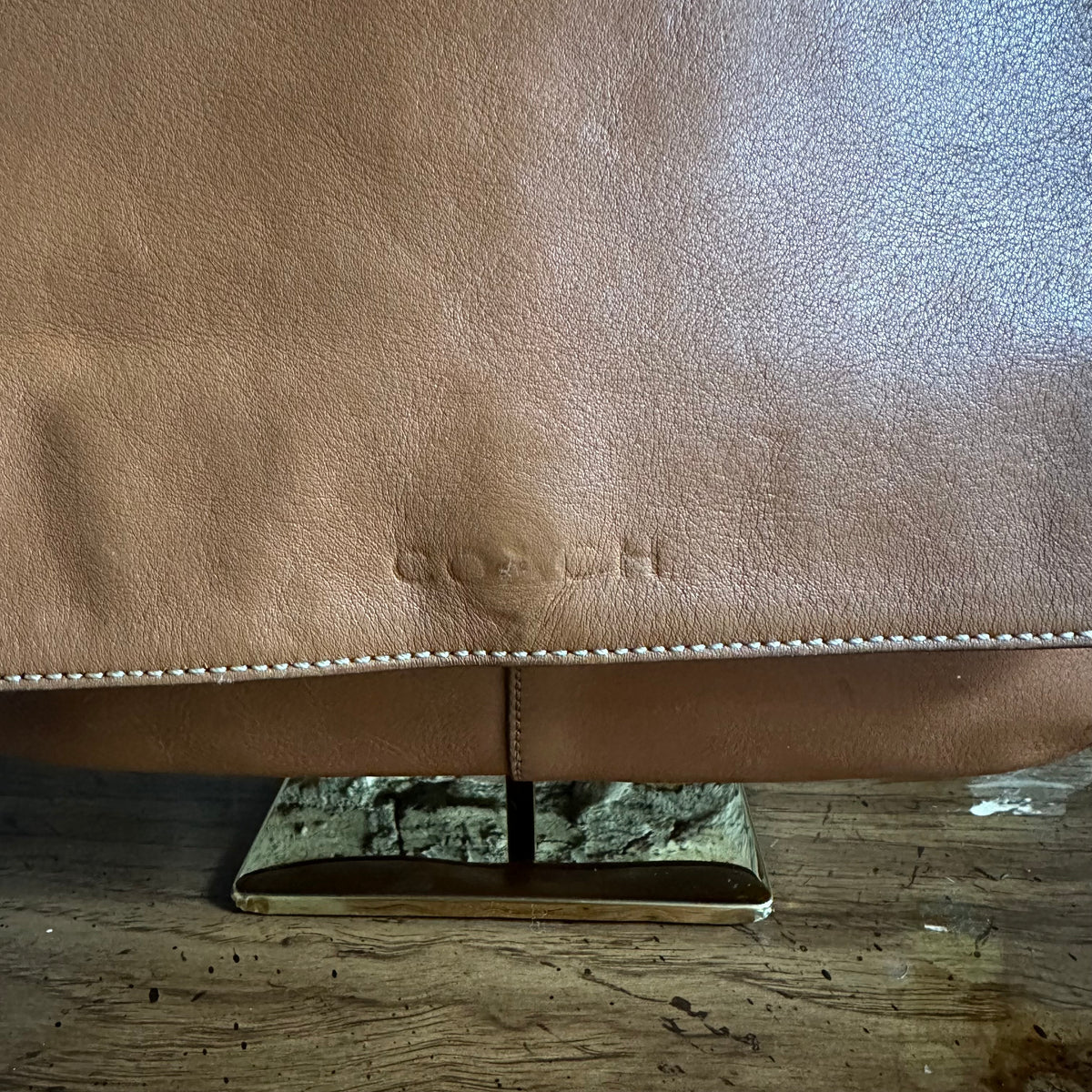 Coach F70555 Heritage Web Tan Leather Map Messenger Bag
