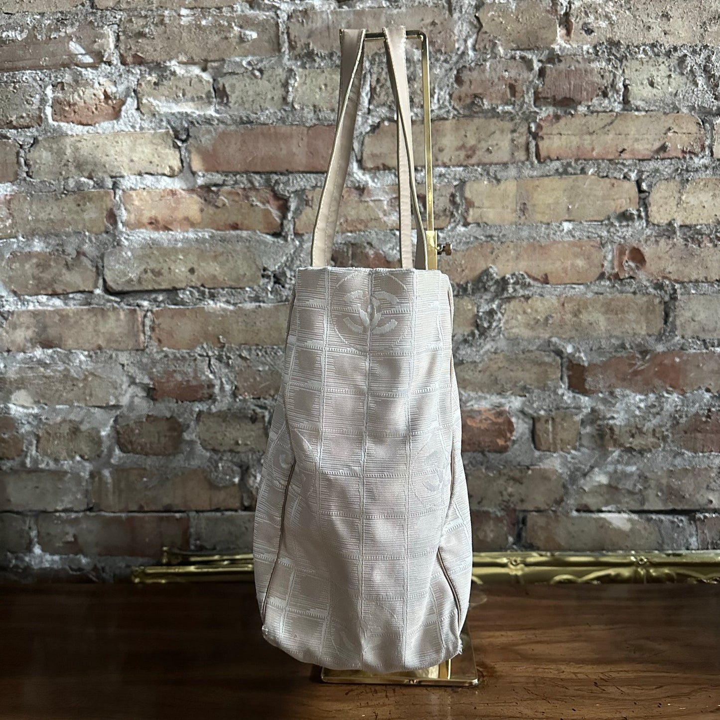 Vintage Chanel Travel Line Beige Canvas Tote Bag