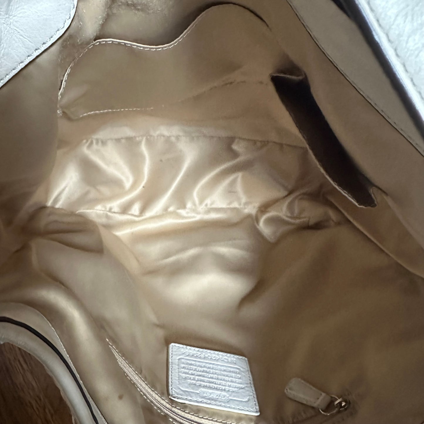 Coach F29894 Park Avery White and Metallic Gold Woven Leather Hobo Bag