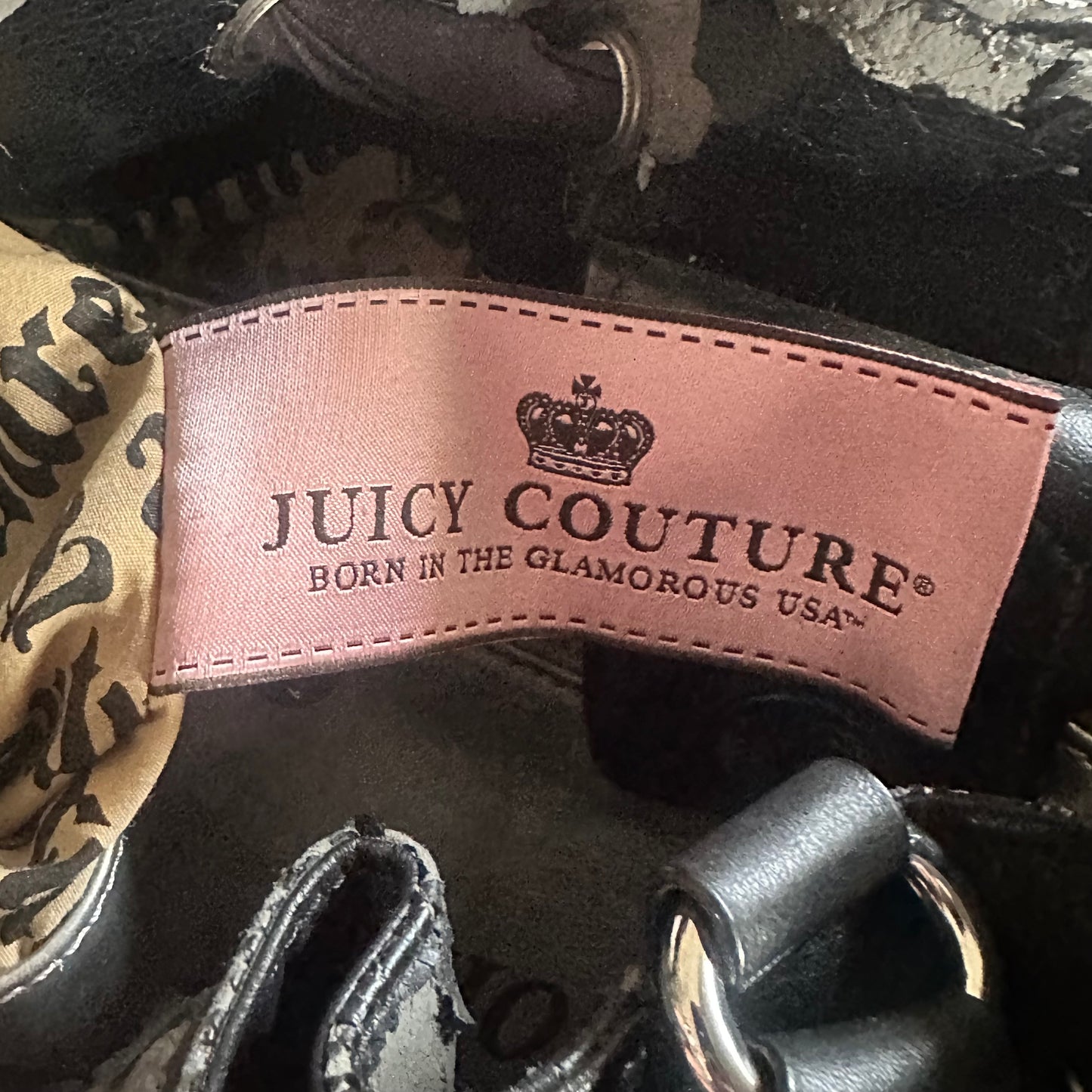 Vintage Y2K Juicy Couture Black Velour Daydreamer Bag