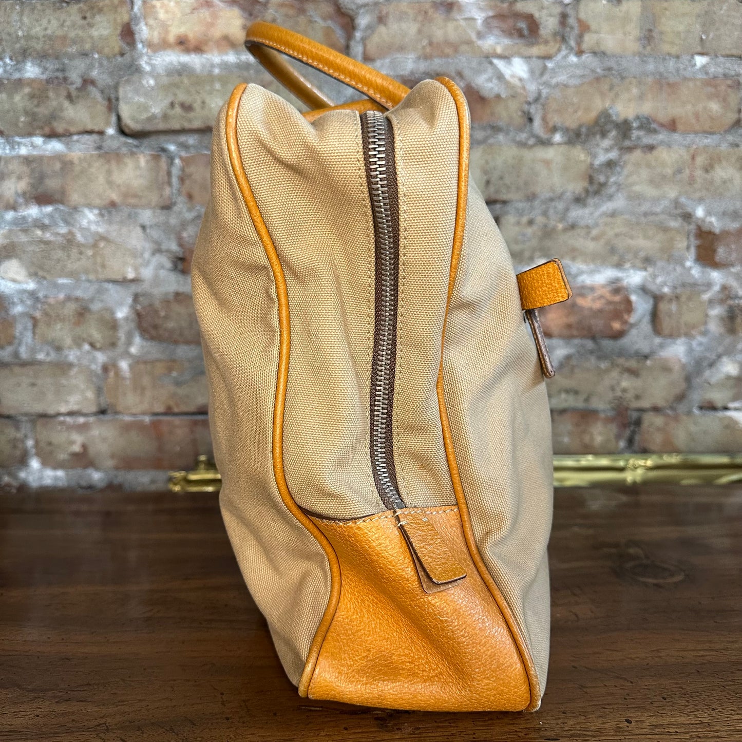 Vintage Prada Beige Canvas Tote Bag