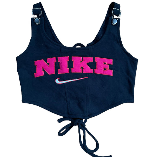 Reworked Vintage Nike Black Corset Top - S