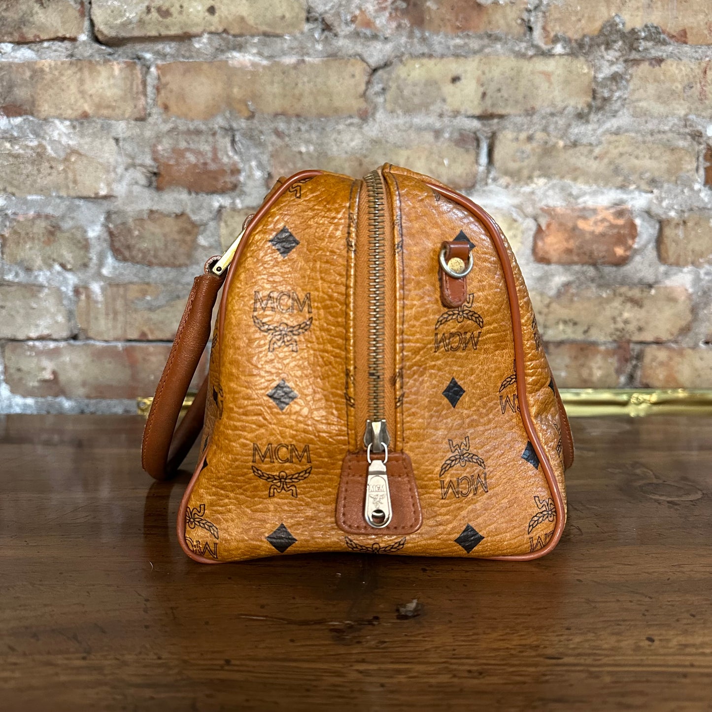 Vintage MCM Cognac Visetos Small Boston Bag