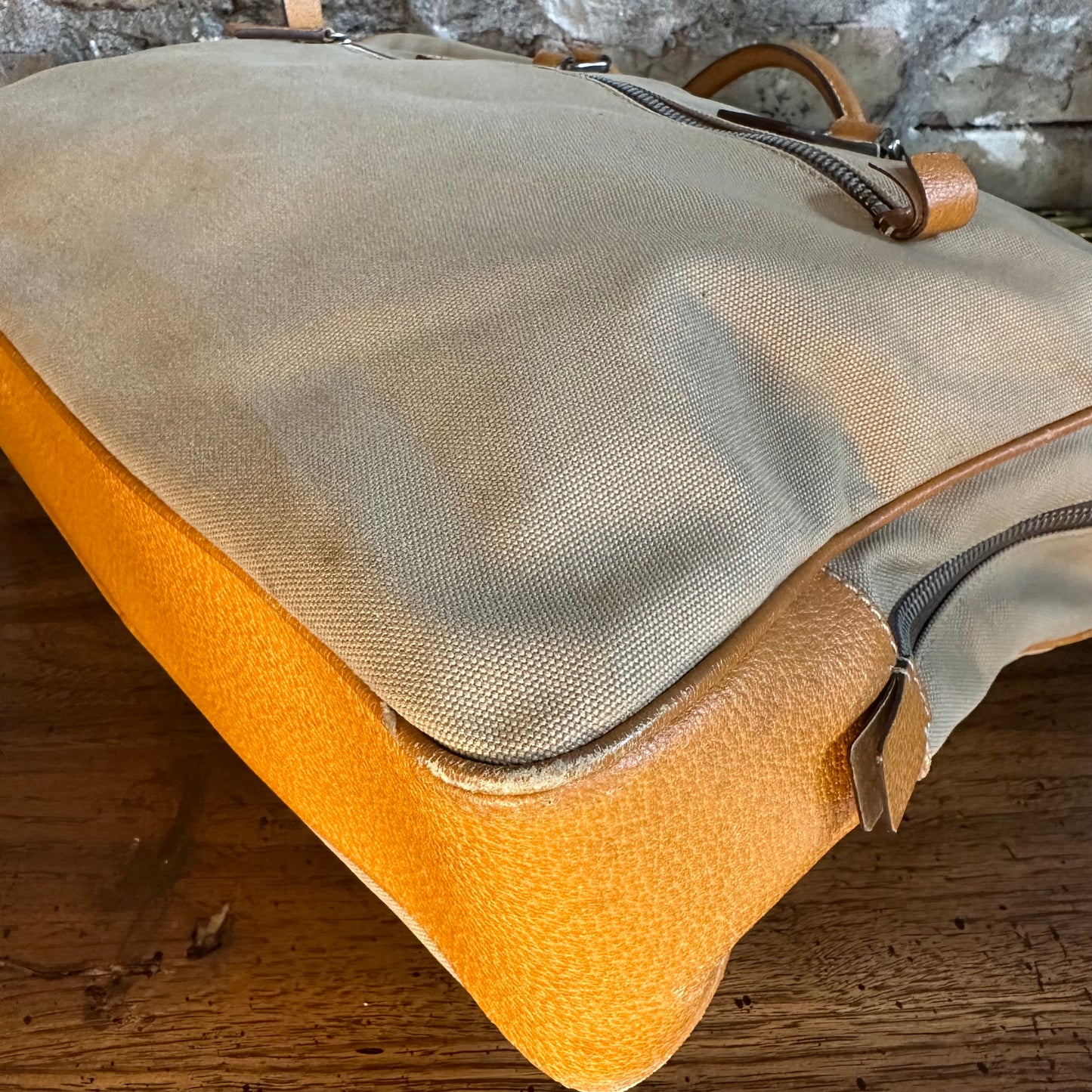 Vintage Prada Beige Canvas Tote Bag