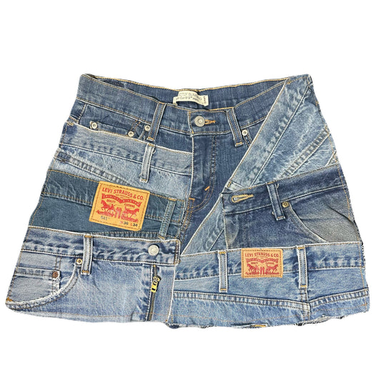 Reworked Levi’s Reconstructed Denim Mini Skirt - 30 Waist