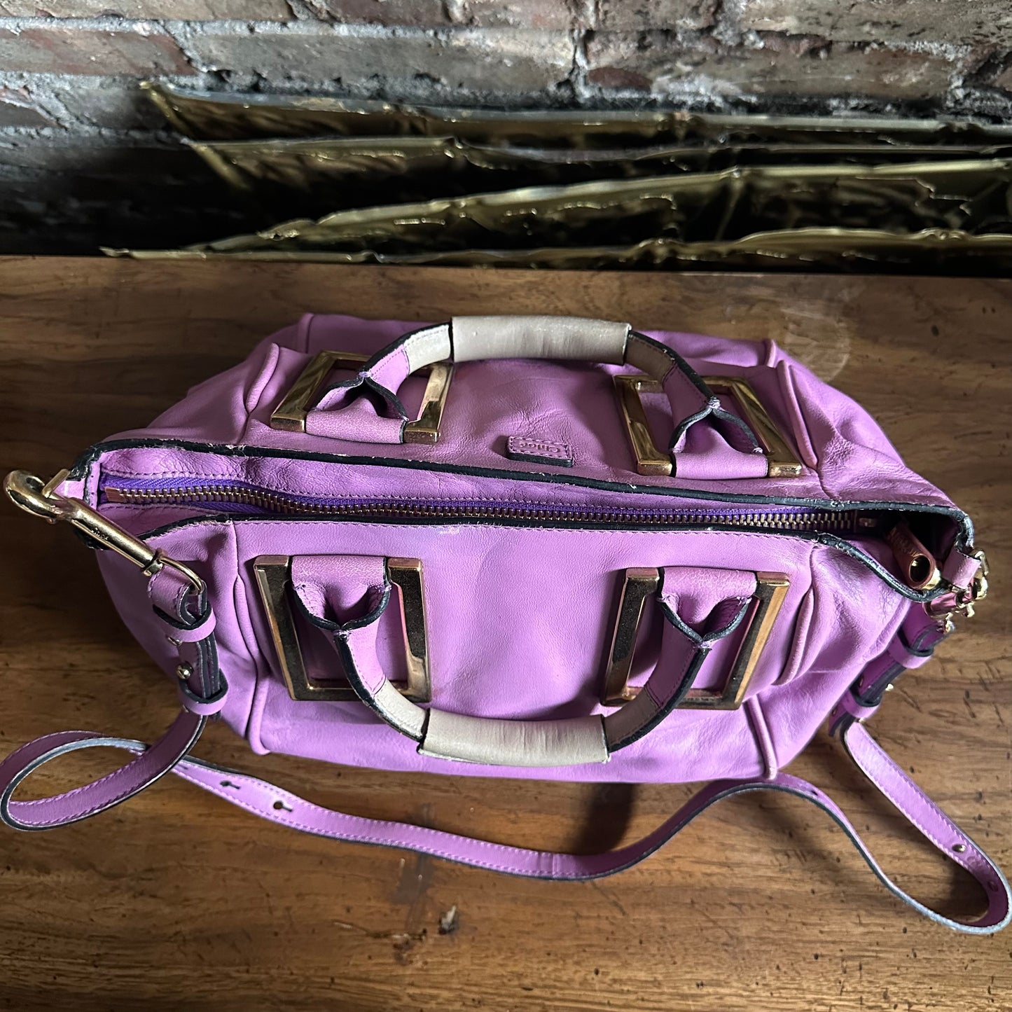 Vintage Chloe Ethel Purple Leather 2 Way Satchel