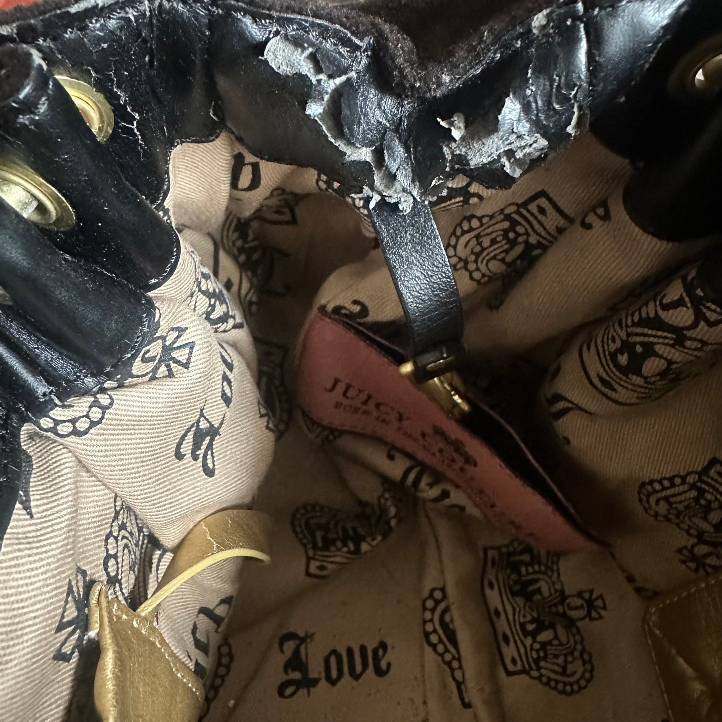 Vintage Y2K Juicy Couture Black Velour Shoulder Bag