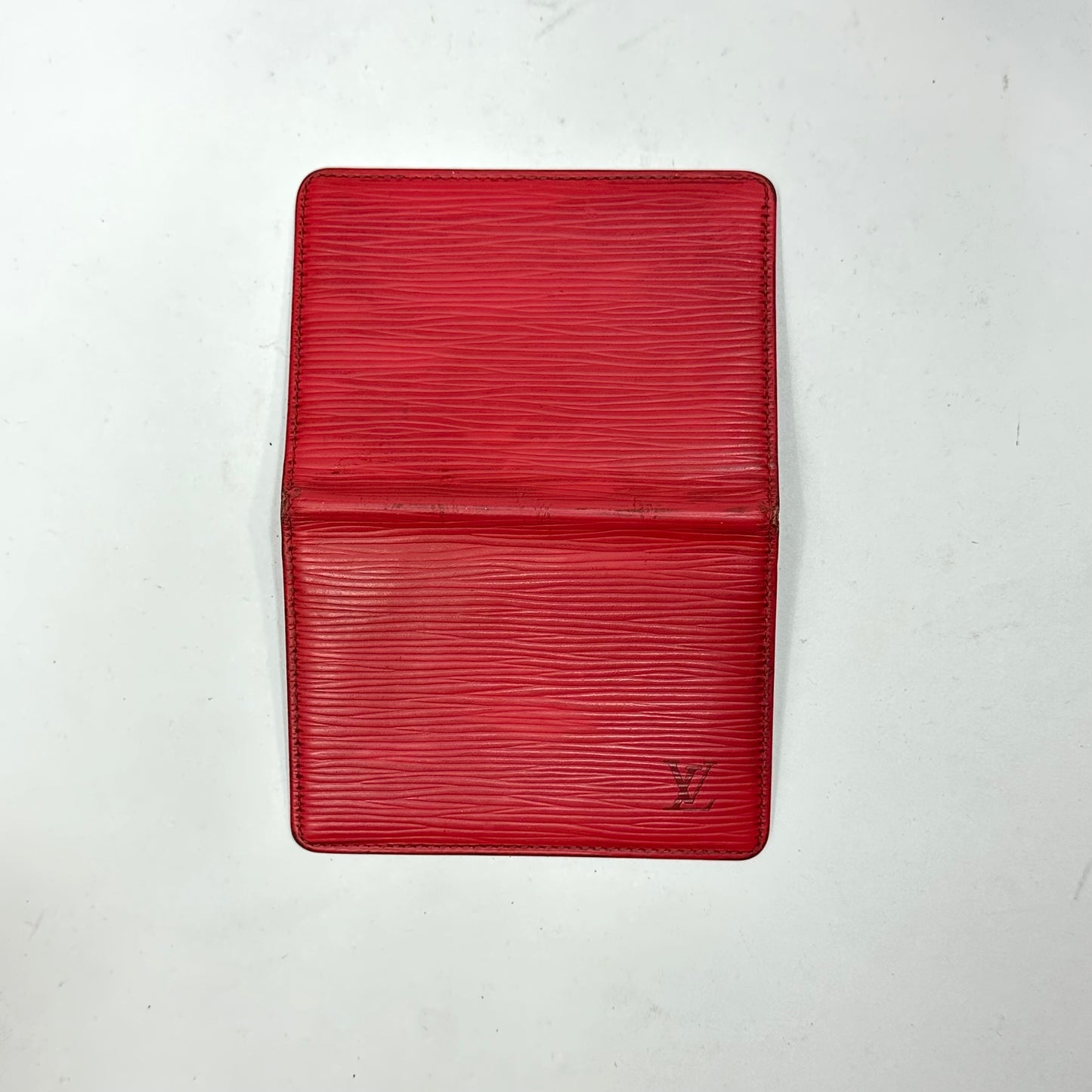 Vintage Louis Vuitton Red Epi Leather Porte 2 Cartes Vertical ID Holder
