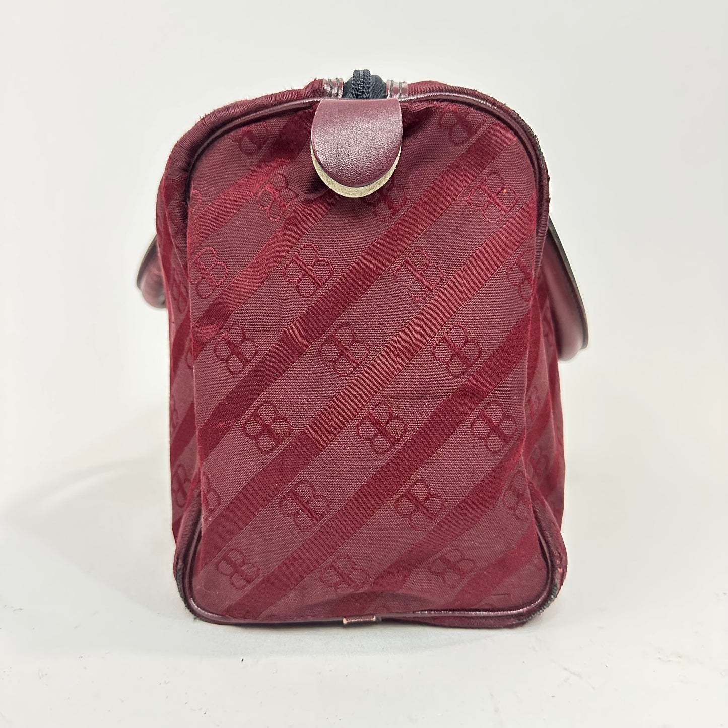 Vintage 1970s Balenciaga Monogram Maroon Boston Bag