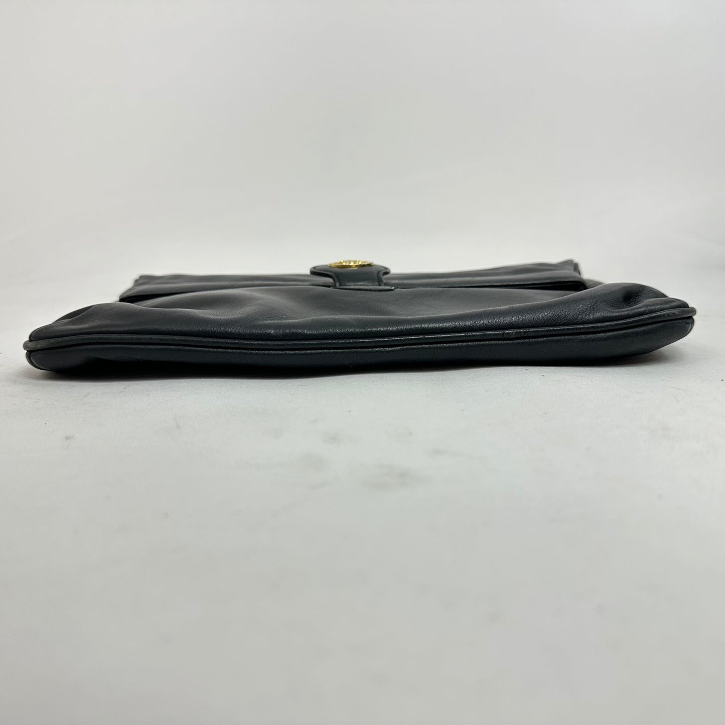 Vintage Celine Triomphe Black Leather Clutch