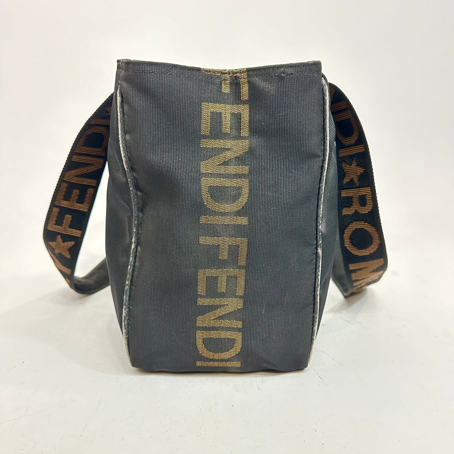 Vintage Fendi Roma Star Black Canvas Tote