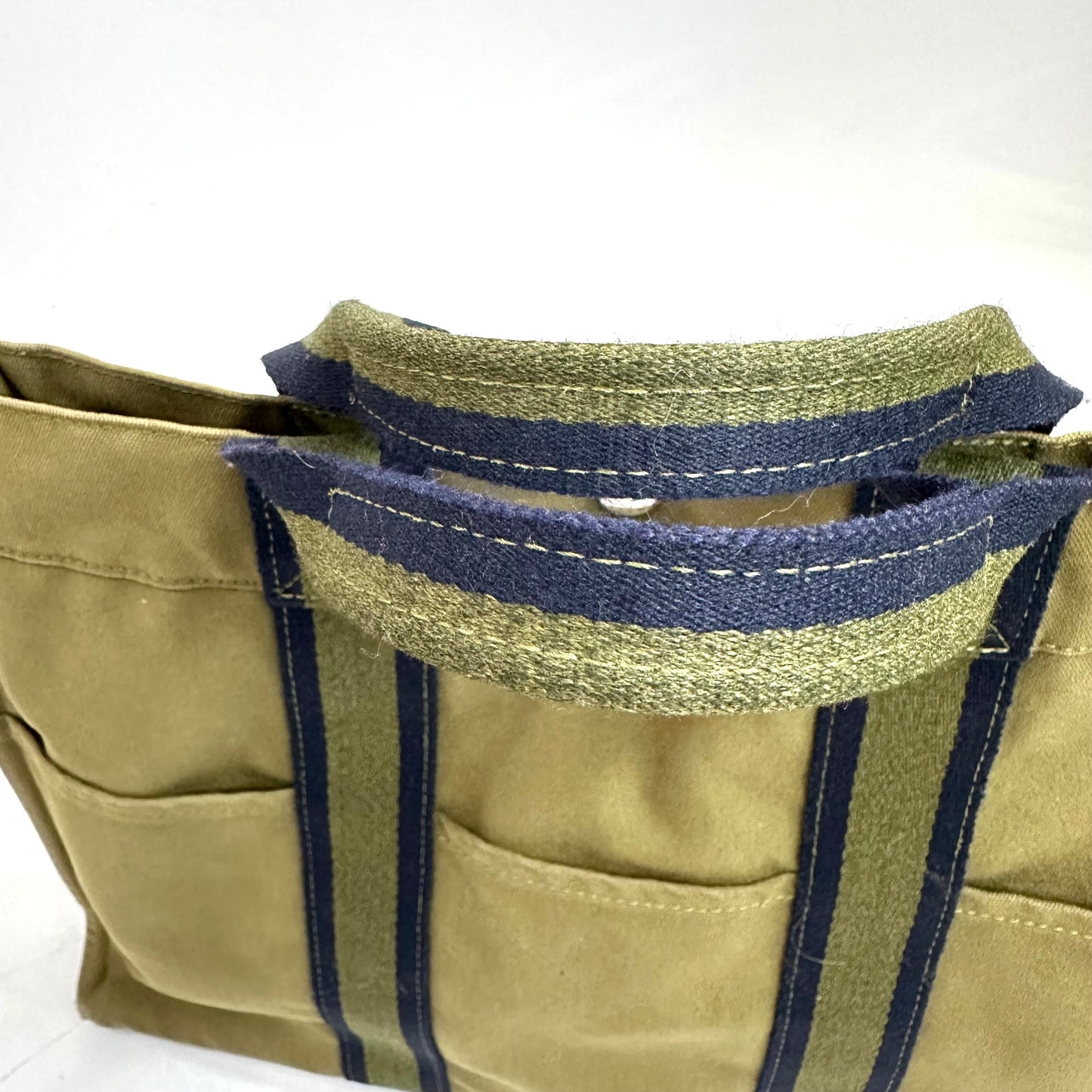 Vintage Hermes Toile Fourre Tout MM Green Canvas Tote