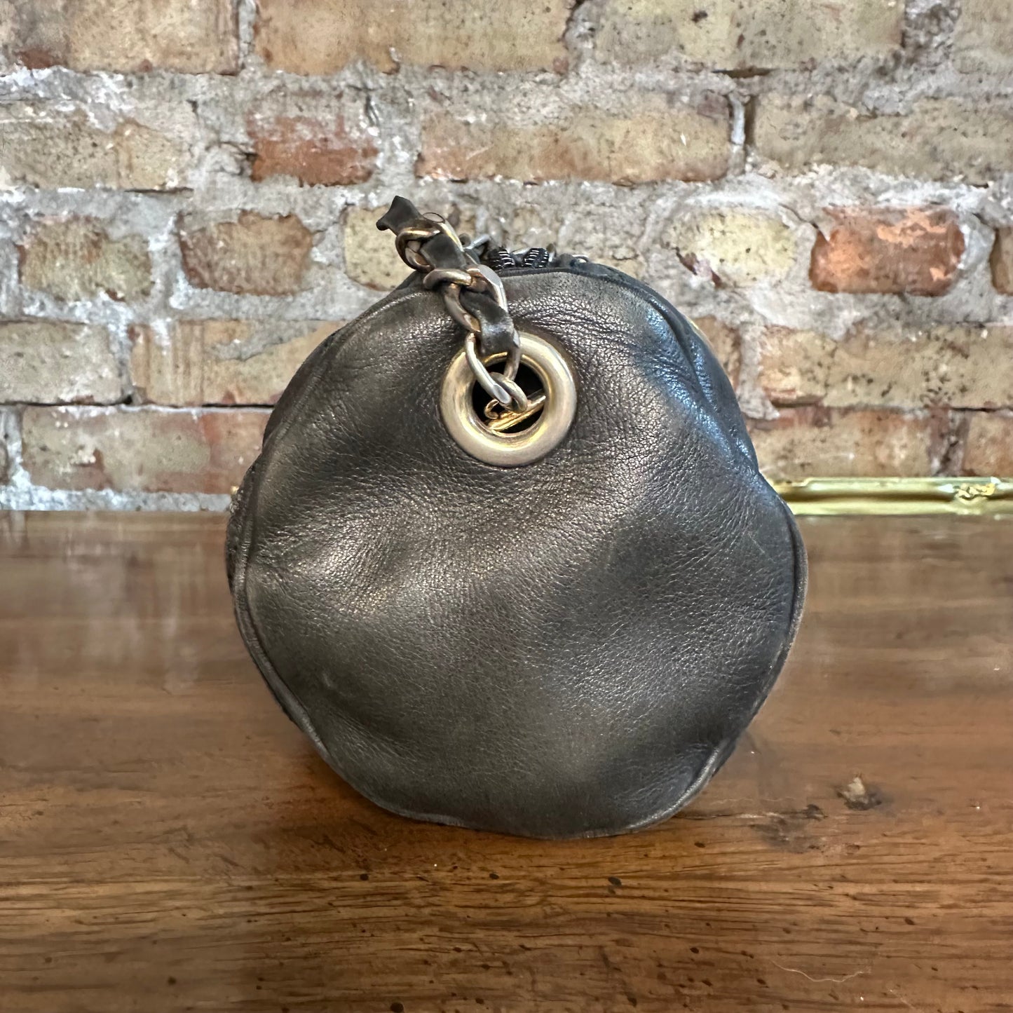 Vintage Moschino Heart Quilted Lambskin Cylinder Chain Bag