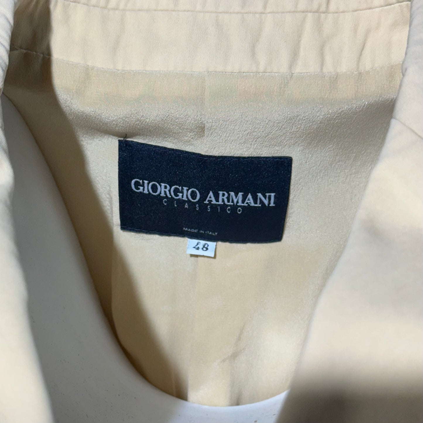 Vintage Giorgio Armani Cream Two Piece Blazer and Pants Suit Set