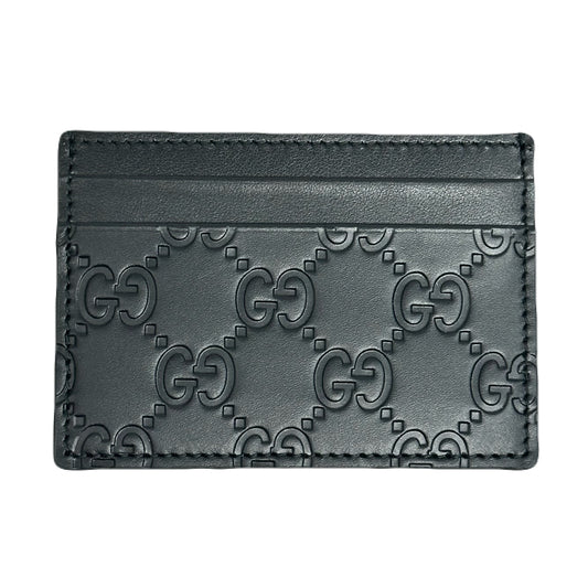 Gucci Signature Black Leather Monogram Card Holder