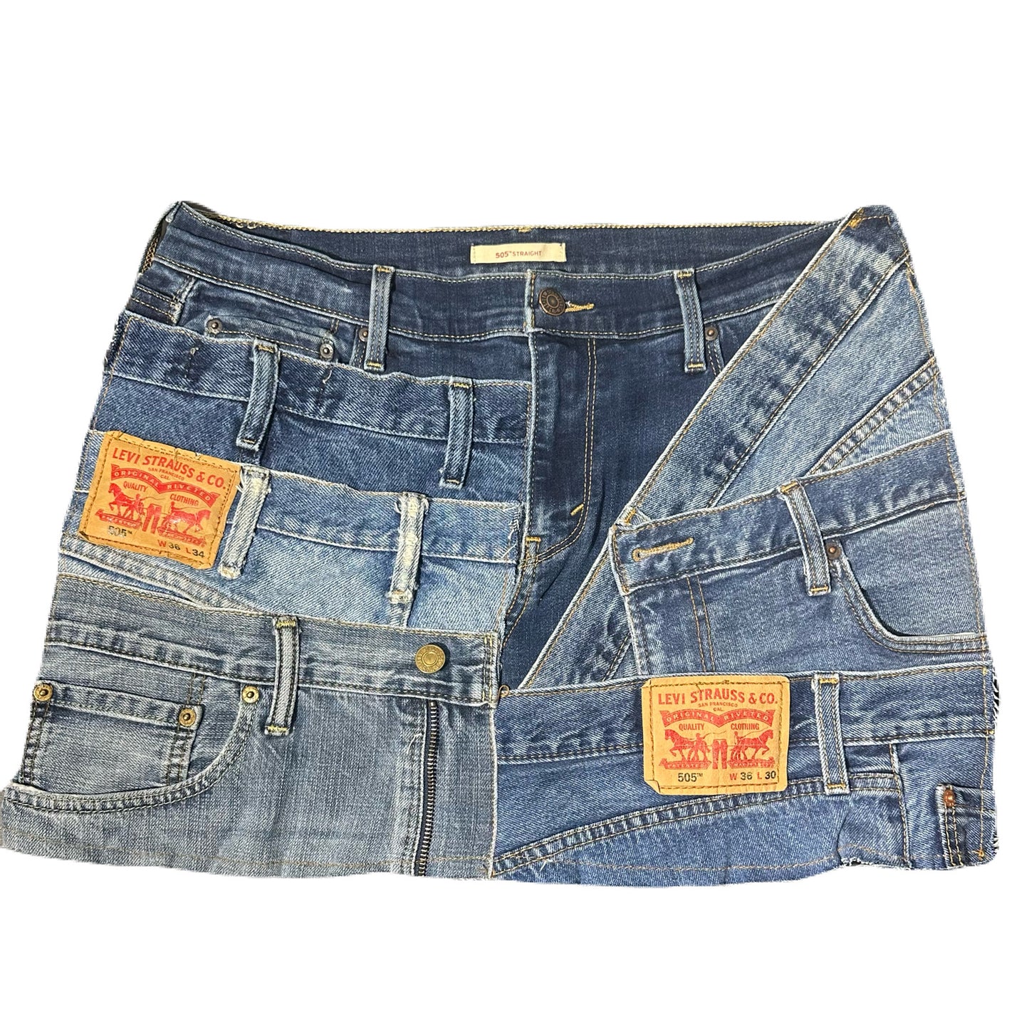 Reworked Levi’s Reconstructed Denim Mini Skirt - 32 Waist