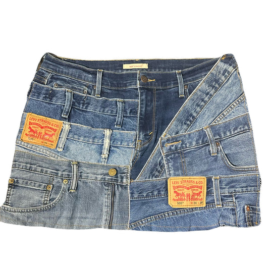 Reworked Levi’s Reconstructed Denim Mini Skirt - 32 Waist