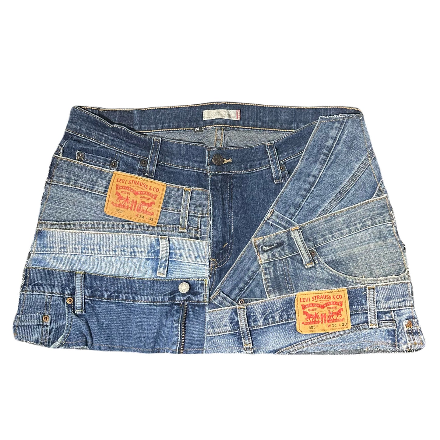 Reworked Levi’s Reconstructed Denim Mini Skirt - 34 Waist
