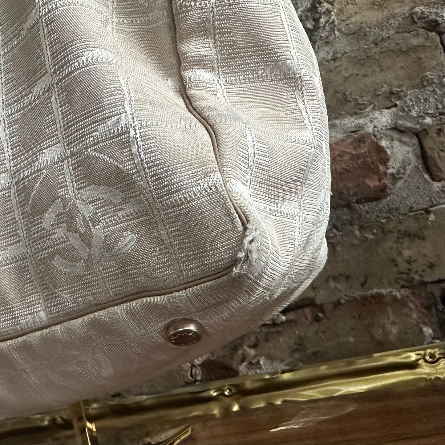 Vintage Chanel Travel Line Beige Canvas Tote Bag