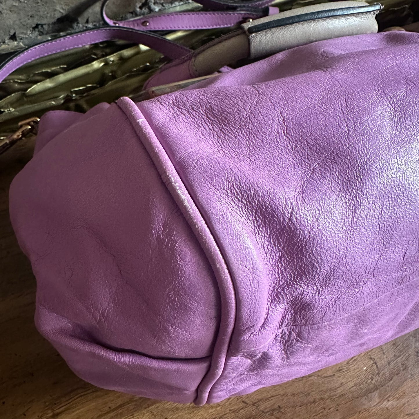 Vintage Chloe Ethel Purple Leather 2 Way Satchel