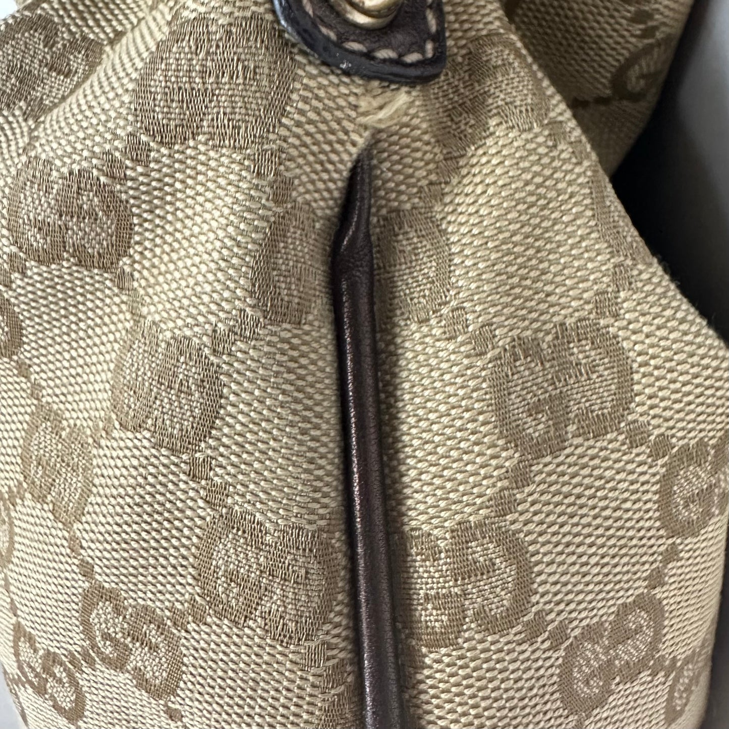 Vintage Gucci Monogram Canvas Mink Indy Hobo Bag