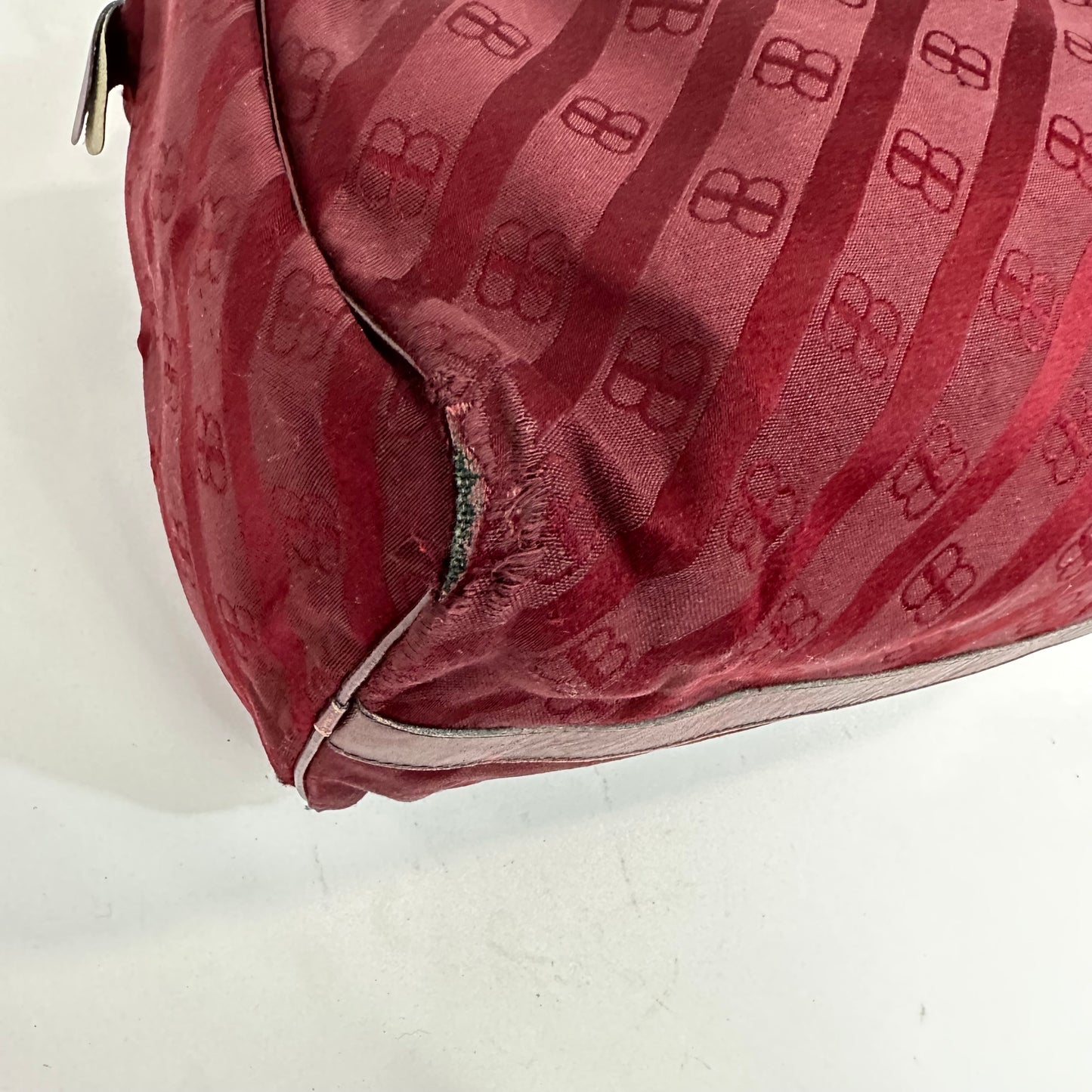 Vintage 1970s Balenciaga Monogram Maroon Boston Bag