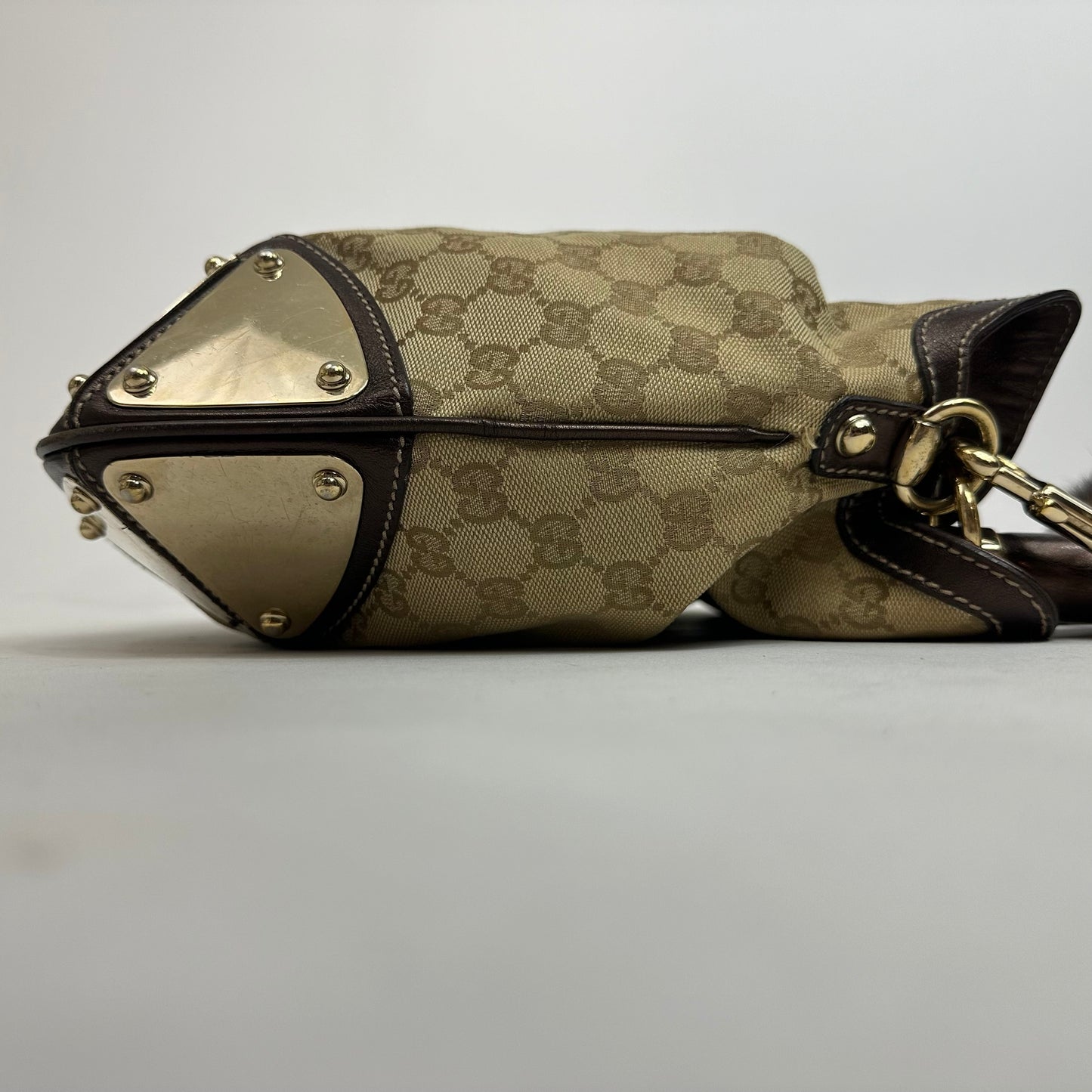 Vintage Gucci Monogram Canvas Mink Indy Hobo Bag