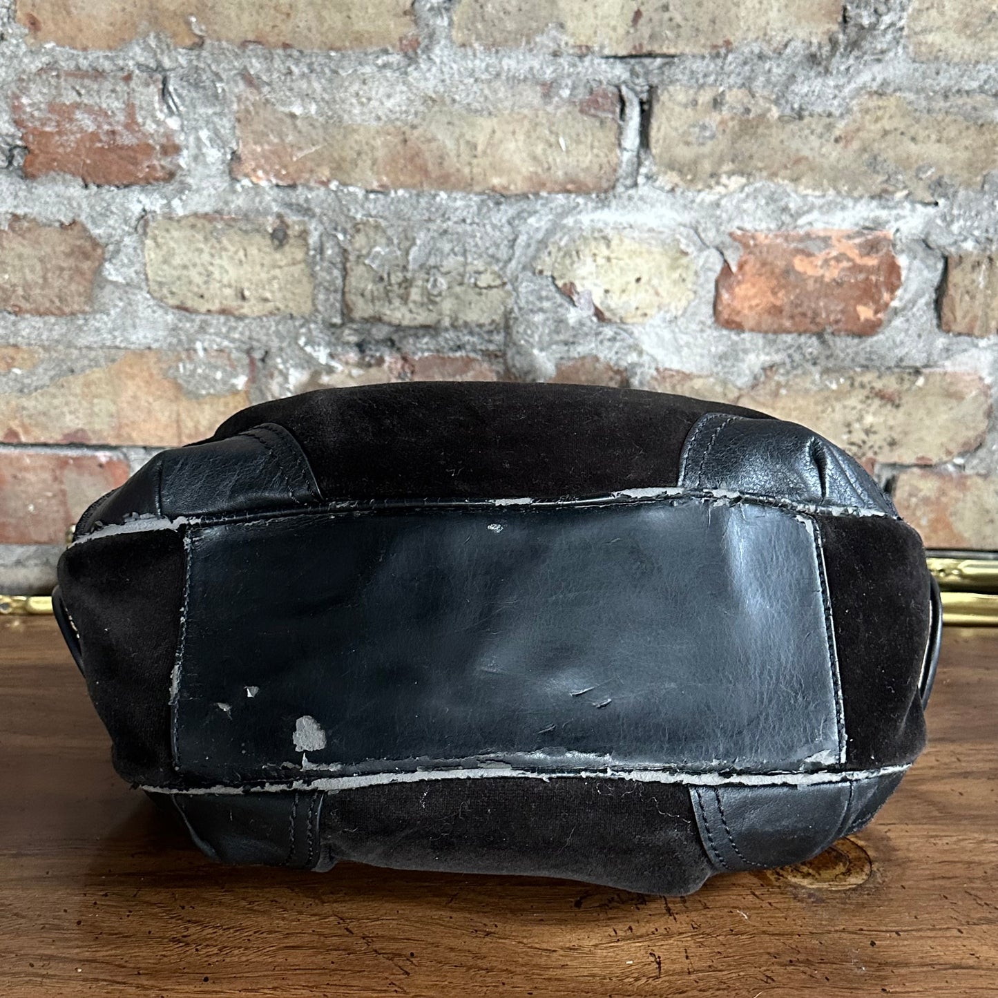 Vintage Y2K Juicy Couture Black Velour Shoulder Bag