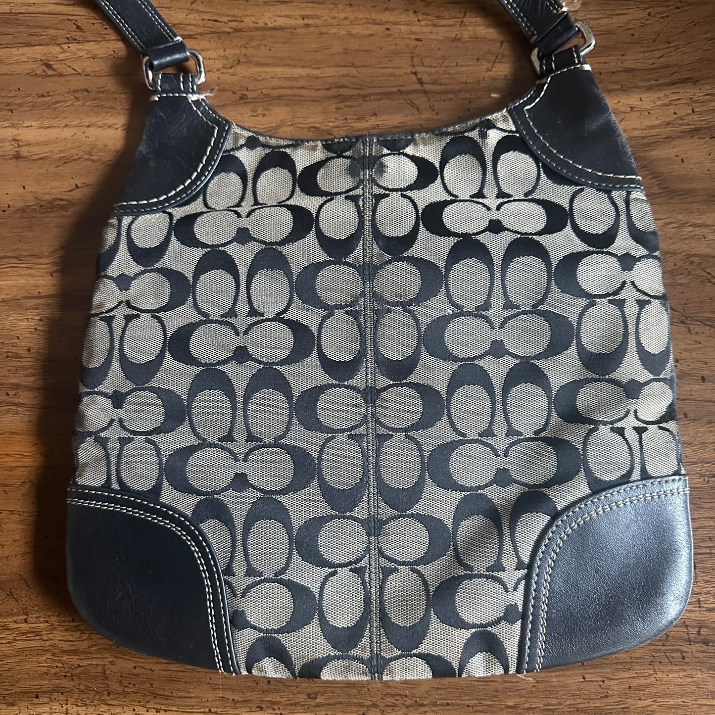 Vintage Coach F13979 Penelope Signature Jacquard Hippie Crossbody Bag