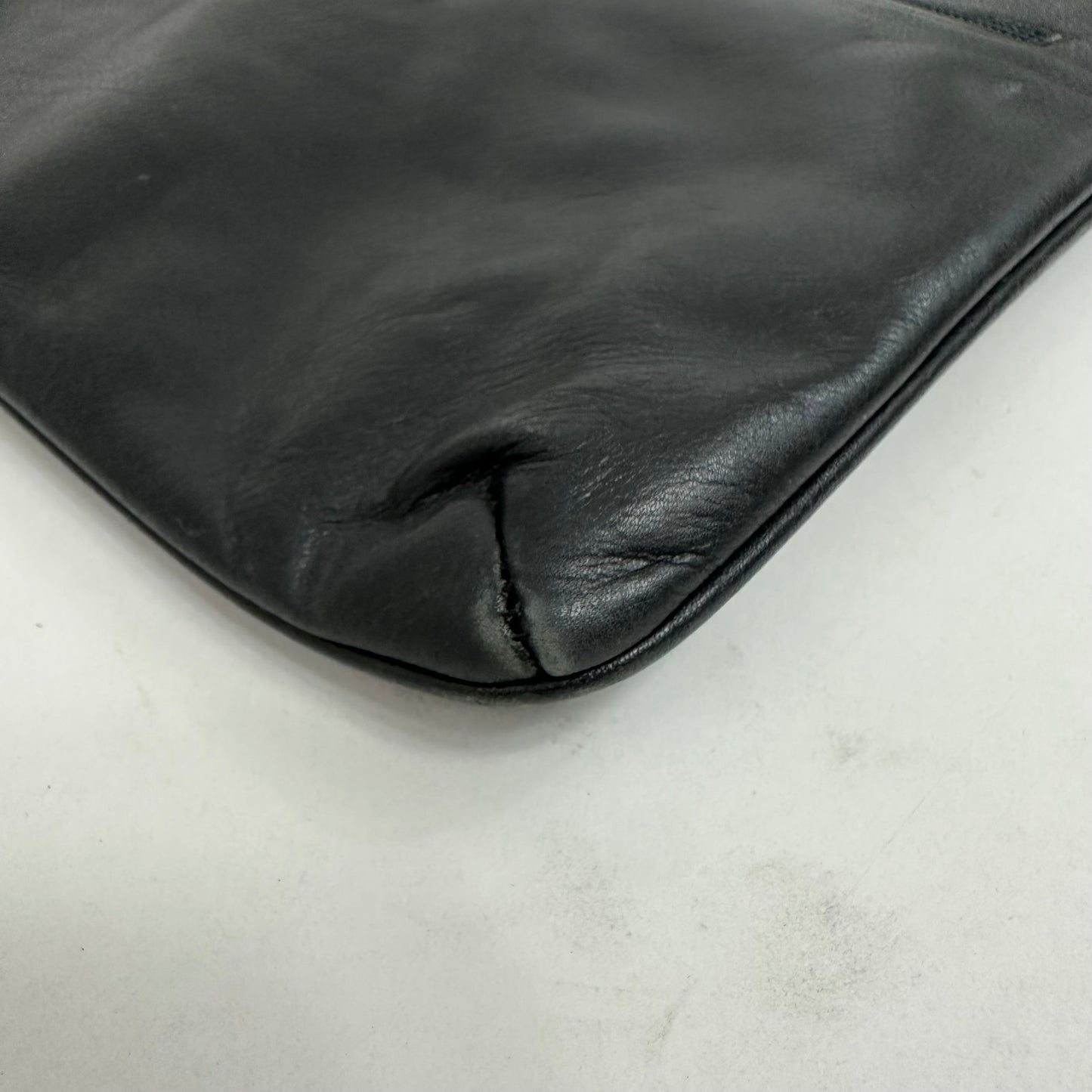 Vintage Celine Triomphe Black Leather Clutch