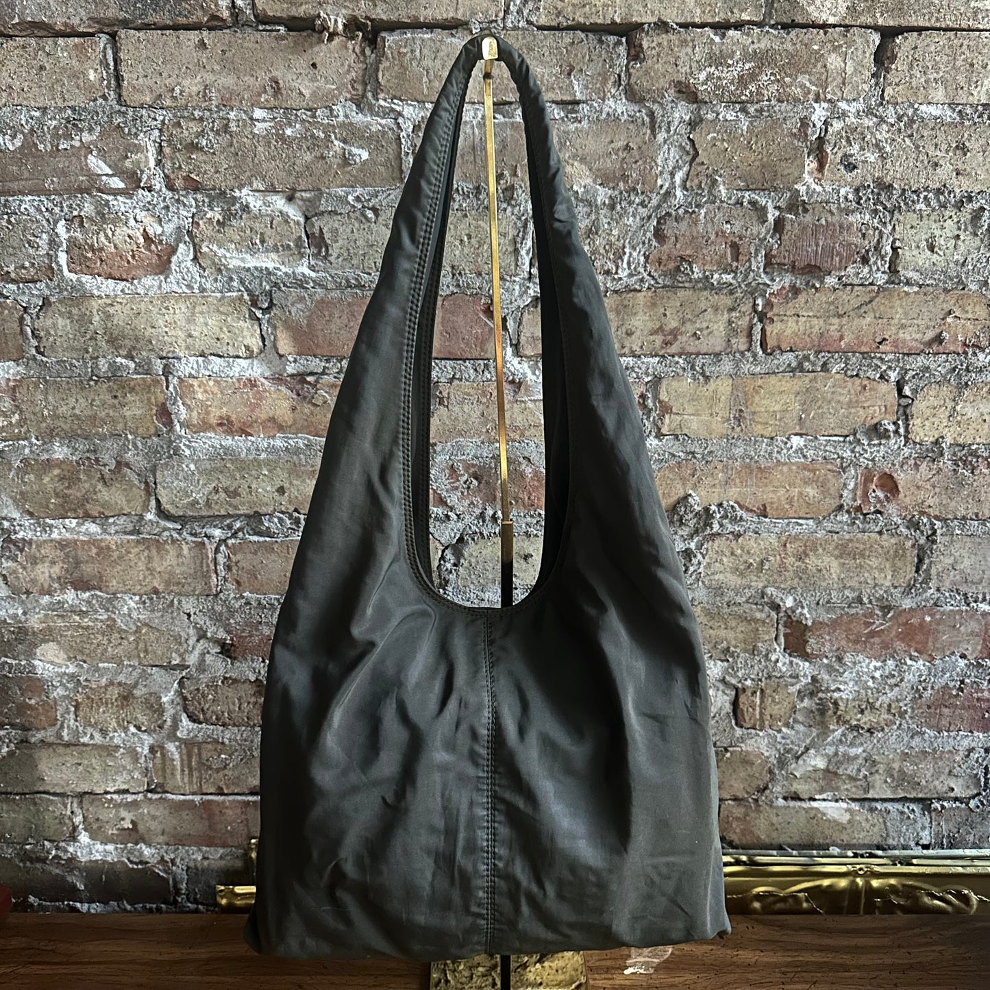 Vintage Bottega Veneta Olive Green Nylon Hobo Bag
