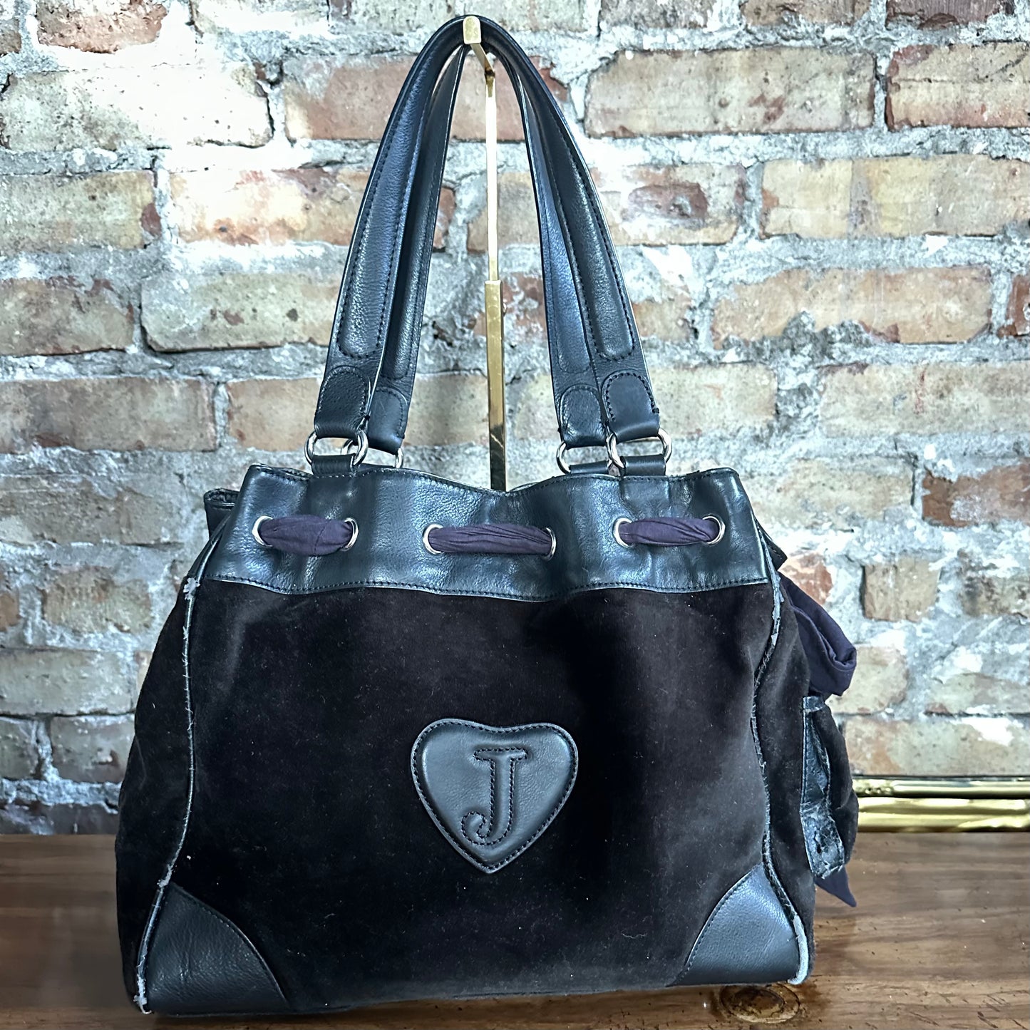 Vintage Y2K Juicy Couture Black Velour Daydreamer Bag
